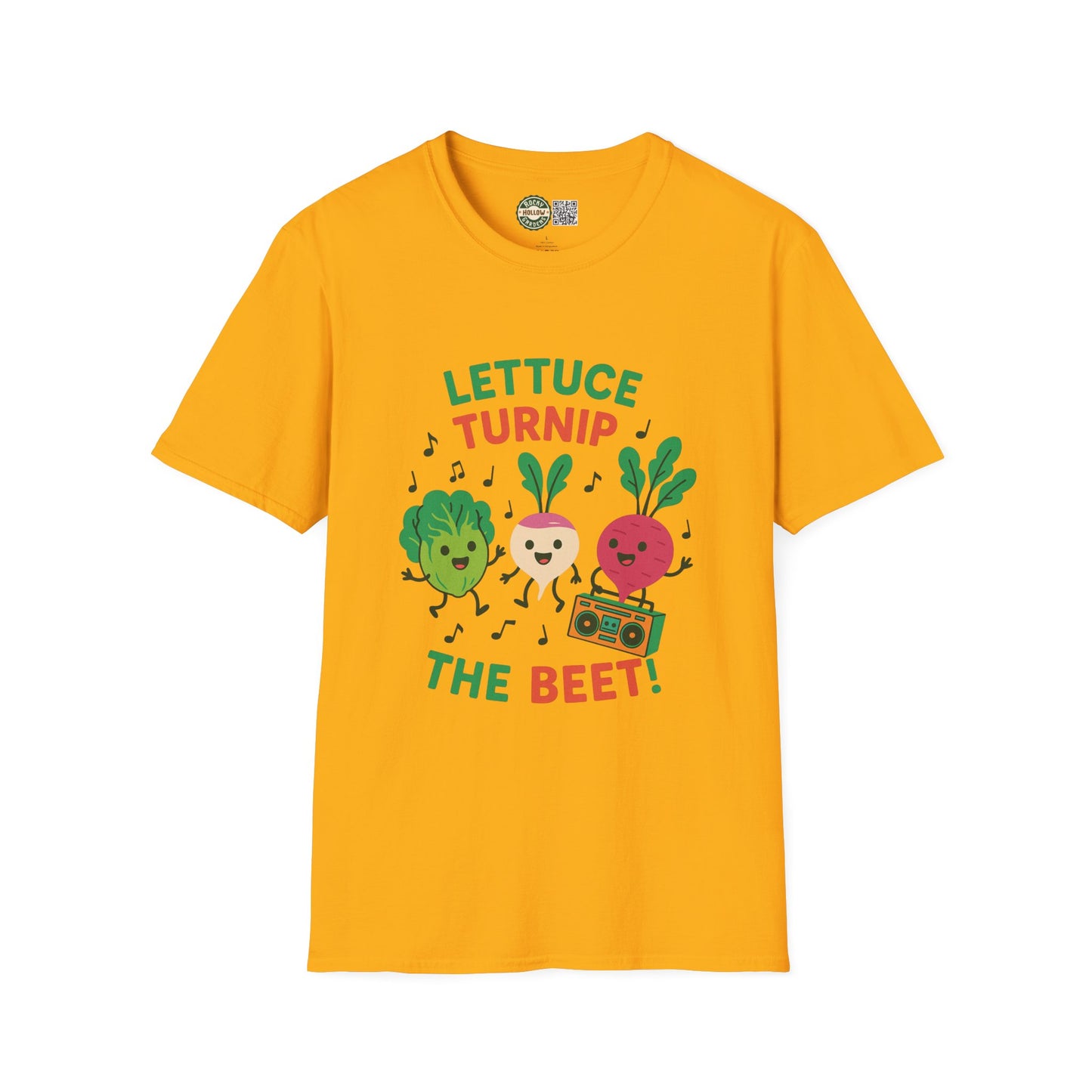 "Lettuce Turnip the Beet" Unisex Funny Gardening T-Shirt β Cute Vegetable Pun Shirt for Gardeners & Music Lovers