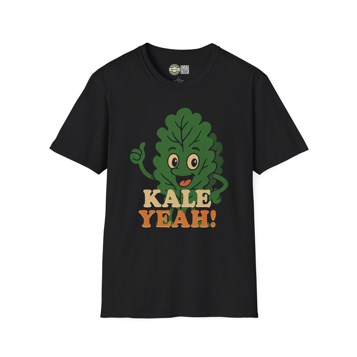 "Kale Yeah!" Unisex Softstyle T-Shirt, Funny Vegan Shirt, Organic T-Shirt, Plant-Based Humor Tee, Cute Gift for Foodies, Casual Wear