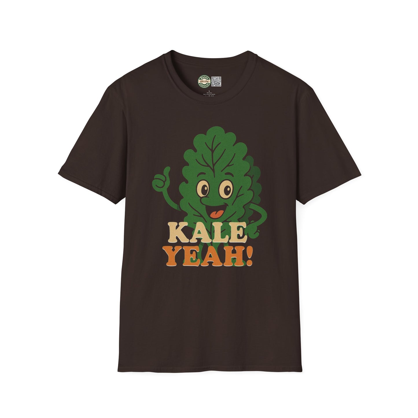 "Kale Yeah!" Unisex Softstyle T-Shirt, Funny Vegan Shirt, Organic T-Shirt, Plant-Based Humor Tee, Cute Gift for Foodies, Casual Wear