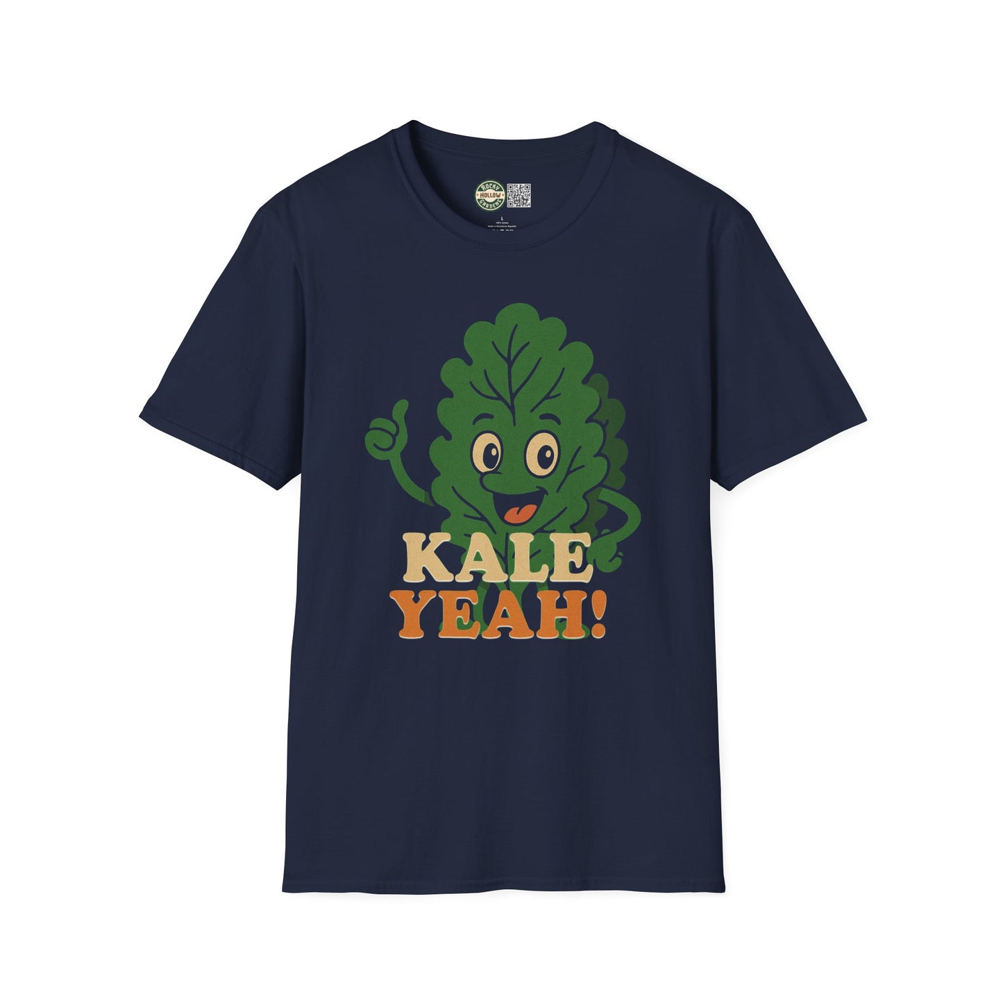 "Kale Yeah!" Unisex Softstyle T-Shirt, Funny Vegan Shirt, Organic T-Shirt, Plant-Based Humor Tee, Cute Gift for Foodies, Casual Wear