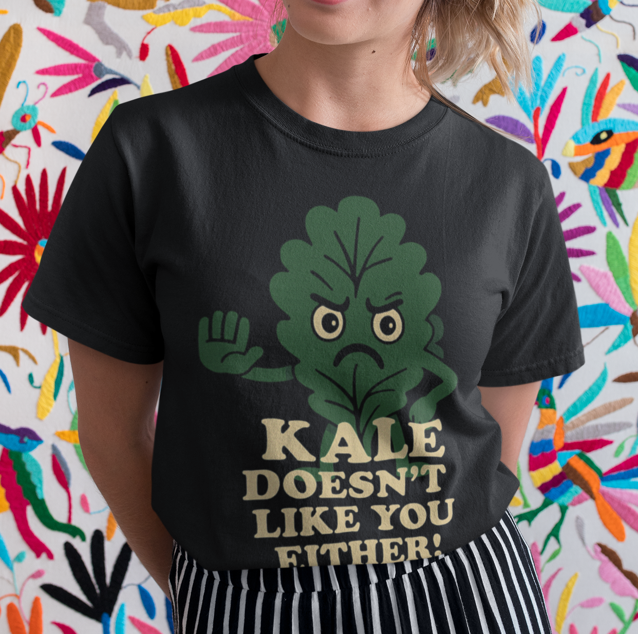 "Kale Doesn't Like You Either" Funny Kale T-Shirt, Unisex Softstyle Tee, Plant Lovers Gift, Humorous Vegan Apparel, Healthy Lifestyle Shirt, Eco-Friendly Fashion