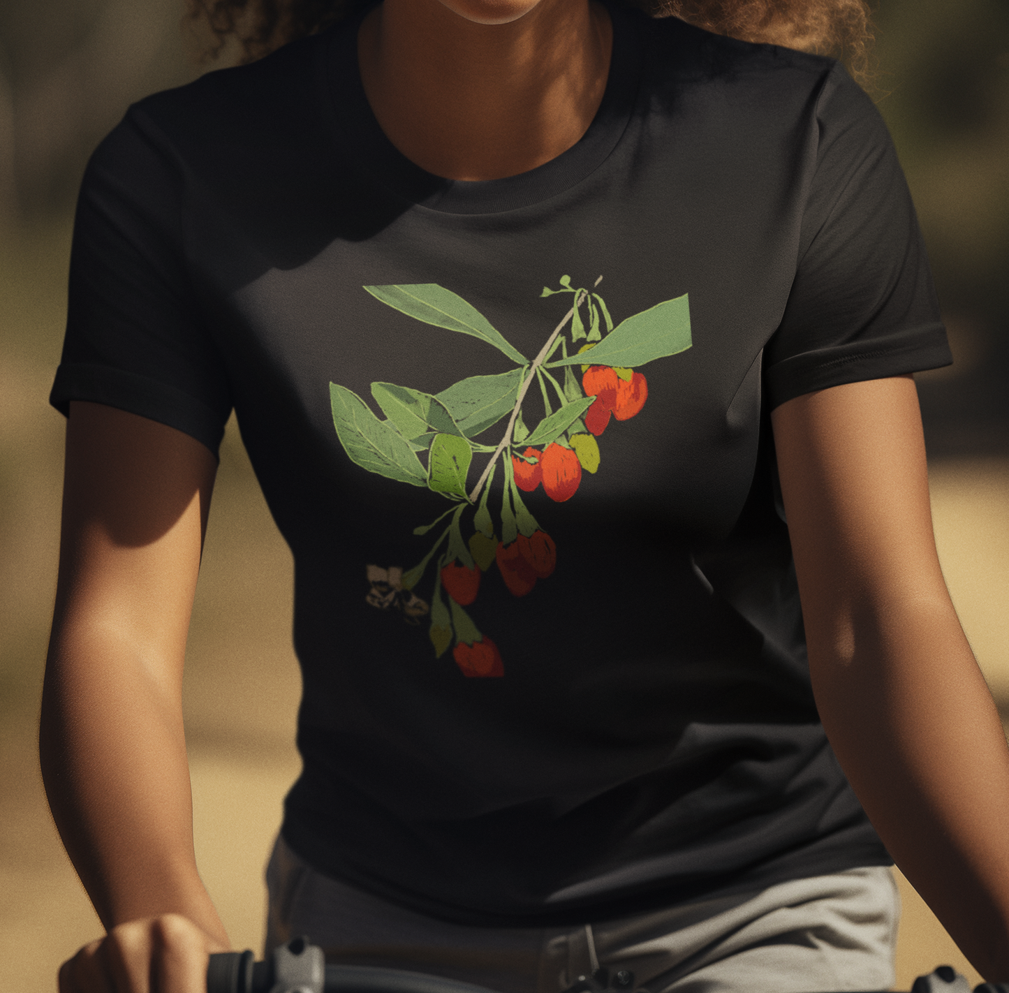 "Goji" Jamie's Hand-Drawn Floral Graphic T-Shirt - Unisex Soft-style Tee, Nature Lover Gift, Spring Fashion, Botanical Art Tee, Eco-Friendly Apparel