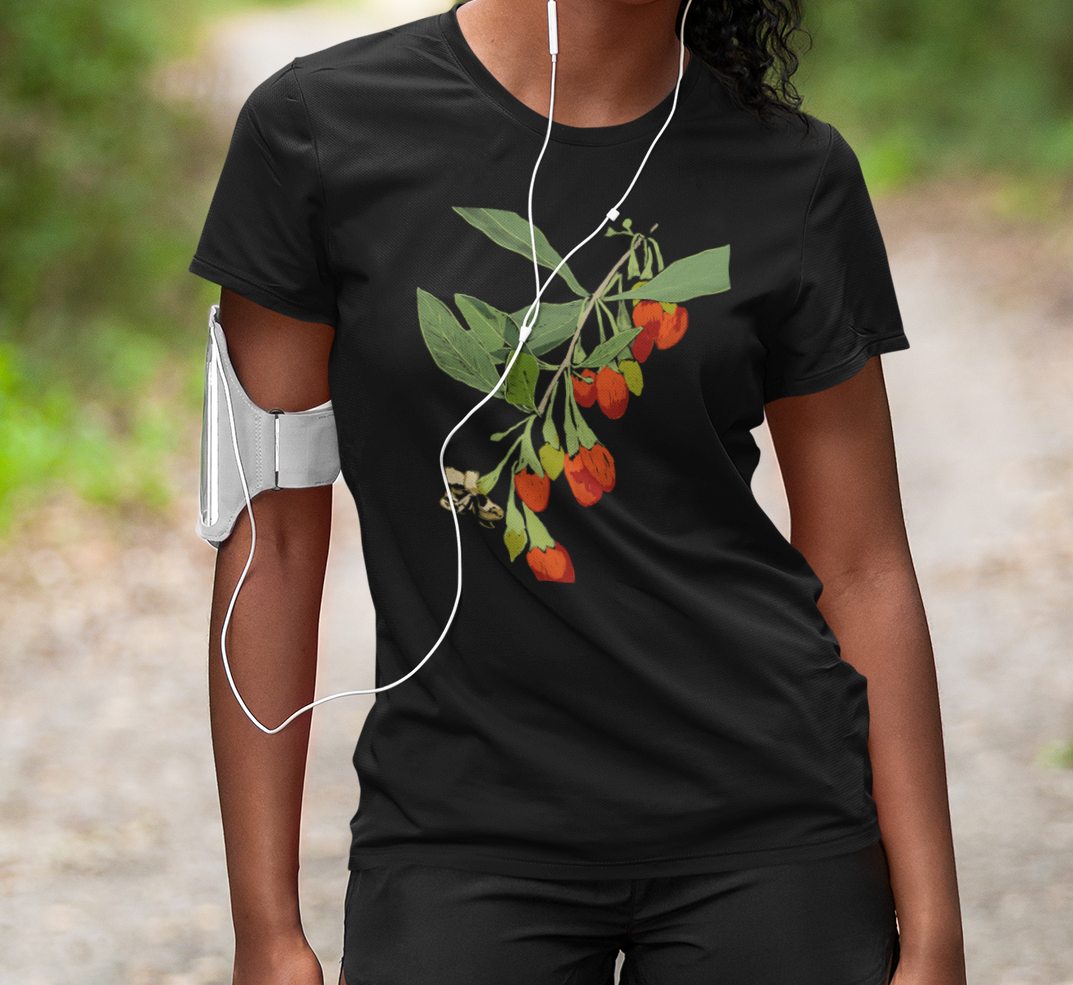 "Goji" Jamie's Hand-Drawn Floral Graphic T-Shirt - Unisex Soft-style Tee, Nature Lover Gift, Spring Fashion, Botanical Art Tee, Eco-Friendly Apparel