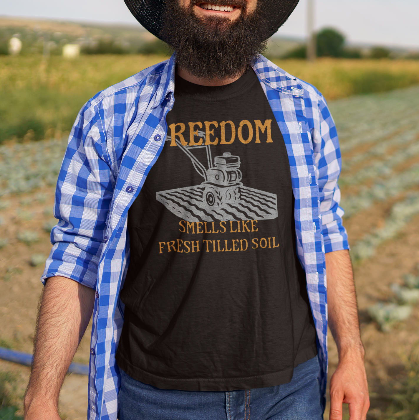 "Freedom Smells Like Fresh Tilled Soil" - Unisex T-Shirt, Gardening Shirt, Farm Life Tee, Men's Women's Gift, Earthy Vibe Clothing