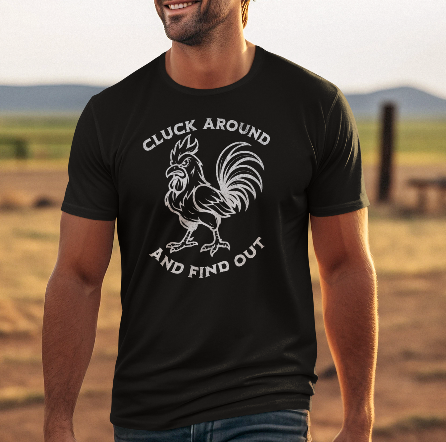 "Cluck Around and Find Out" Funny Rooster T-Shirt, Gift for Farmers, Poultry Lovers, Casual Wear, Humor Shirt
