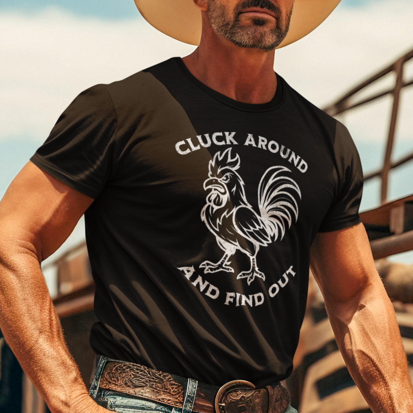 "Cluck Around and Find Out" Funny Rooster T-Shirt, Gift for Farmers, Poultry Lovers, Casual Wear, Humor Shirt