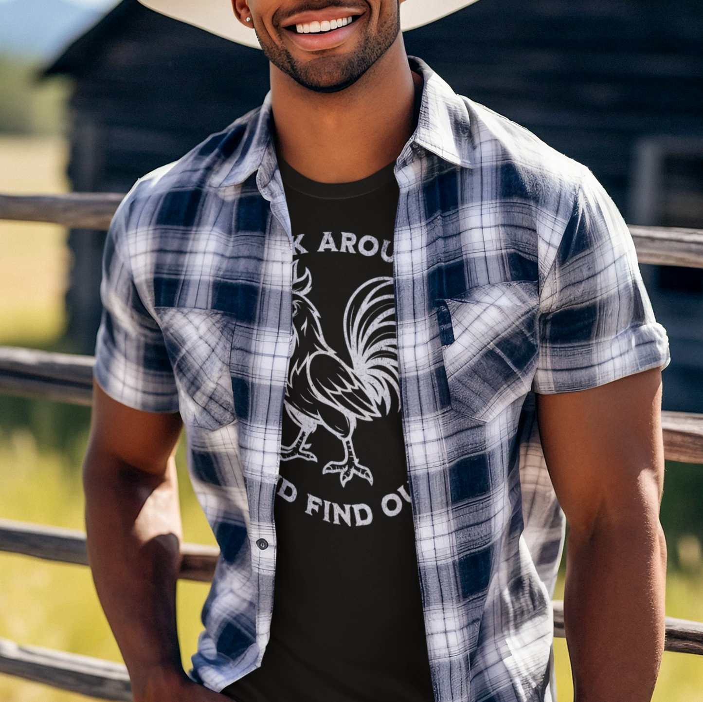 "Cluck Around and Find Out" Funny Rooster T-Shirt, Gift for Farmers, Poultry Lovers, Casual Wear, Humor Shirt