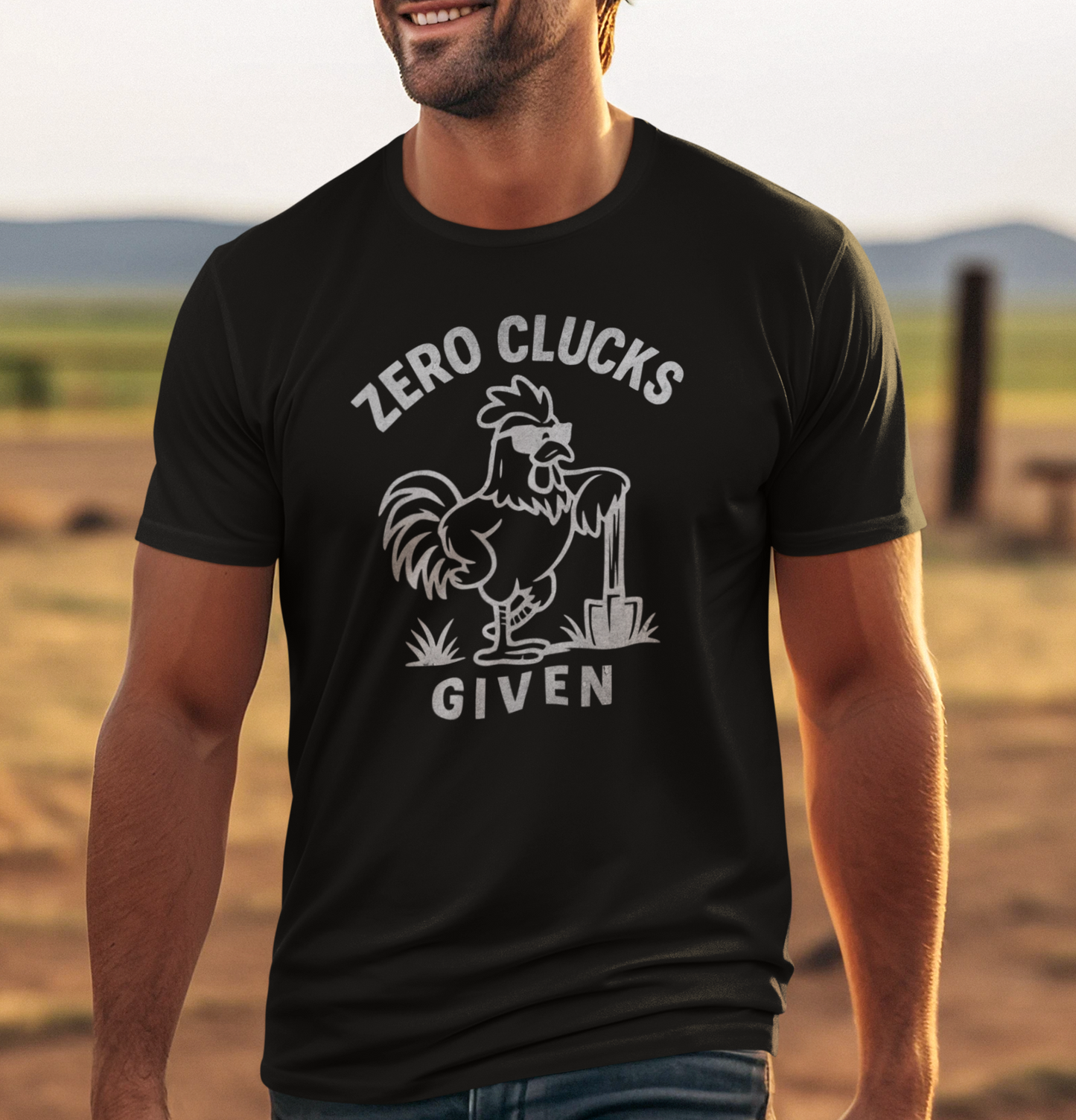 "Zero Clucks Given" Tee, Funny Rooster T-Shirt, Unisex Humor Shirt, Gift for Farmers, Casual Everyday Wear, Farm Life Apparel