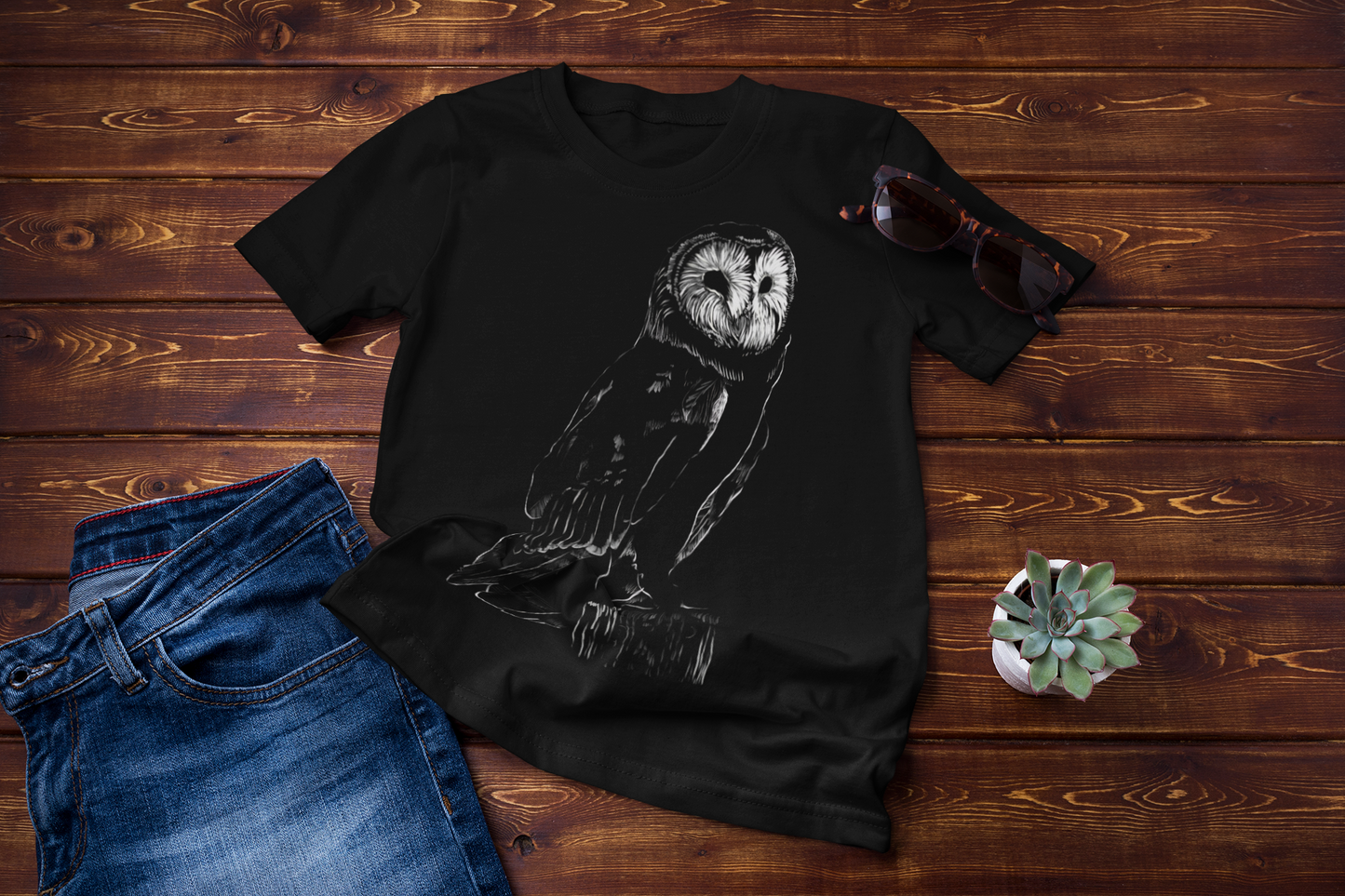 "Barn Owl" Jamie's Hand-Drawn Owl Collection Owl Graphic T-Shirt, Nature Lovers Tee, Unisex Softstyle Shirt, Gift for Birdwatchers, Eco-Friendly Apparel