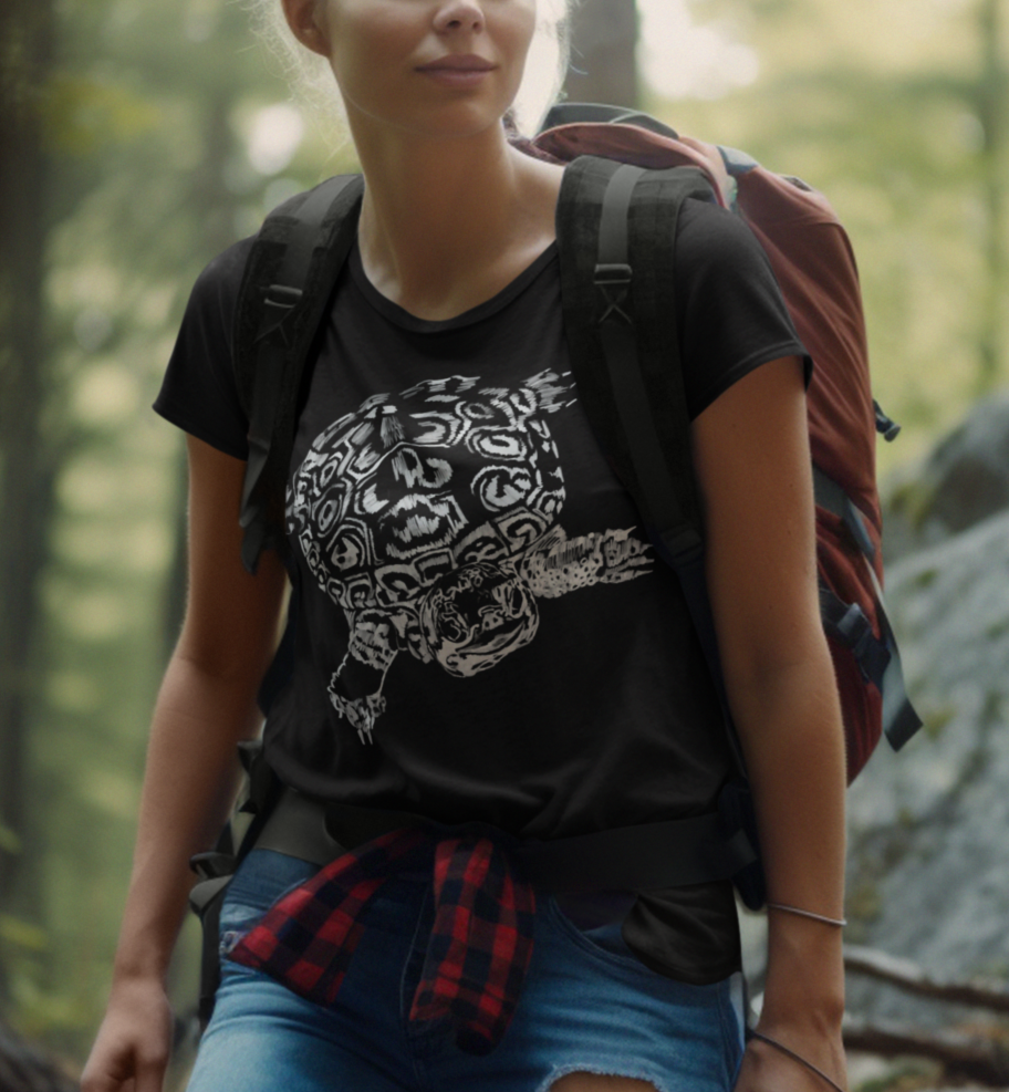 "Natures Little Fortess" Jamie's Hand-Drawn Turtle Graphic Unisex T-Shirt, Ocean Lover Tee, Beach Day Top, Marine Life Apparel, Gift for Nature Enthusiasts