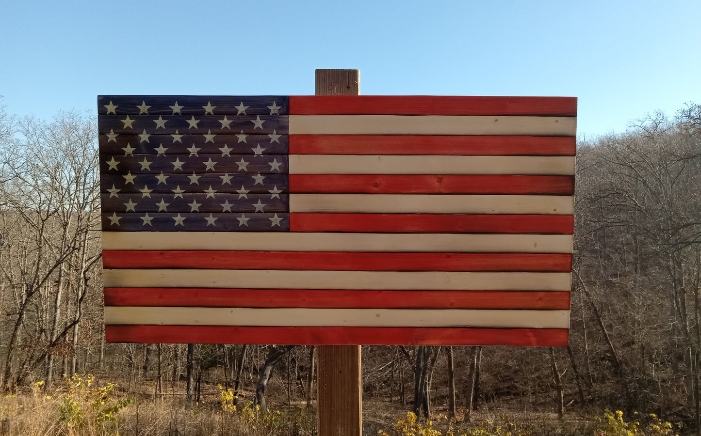 Wooden American Flag 37"x20"