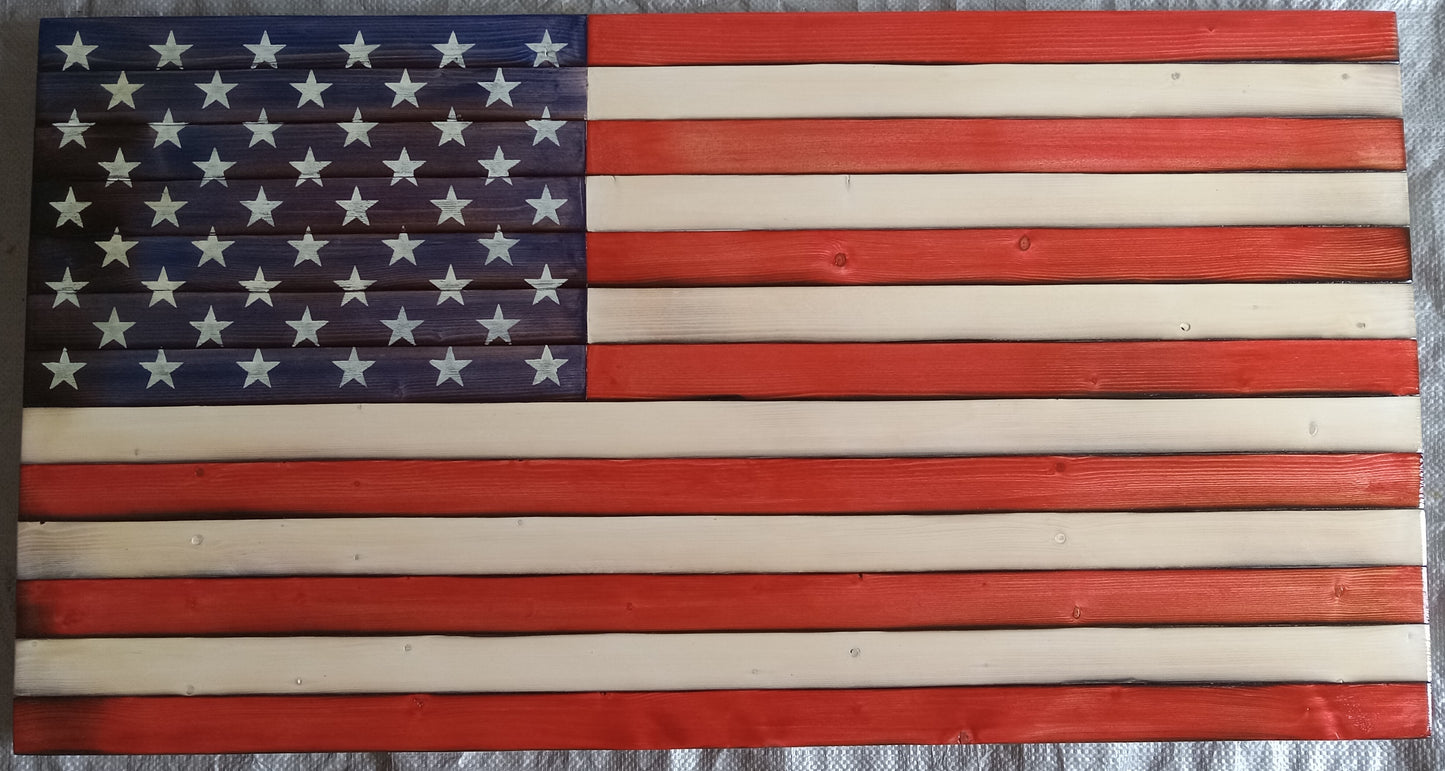 Wooden American Flag 37"x20"