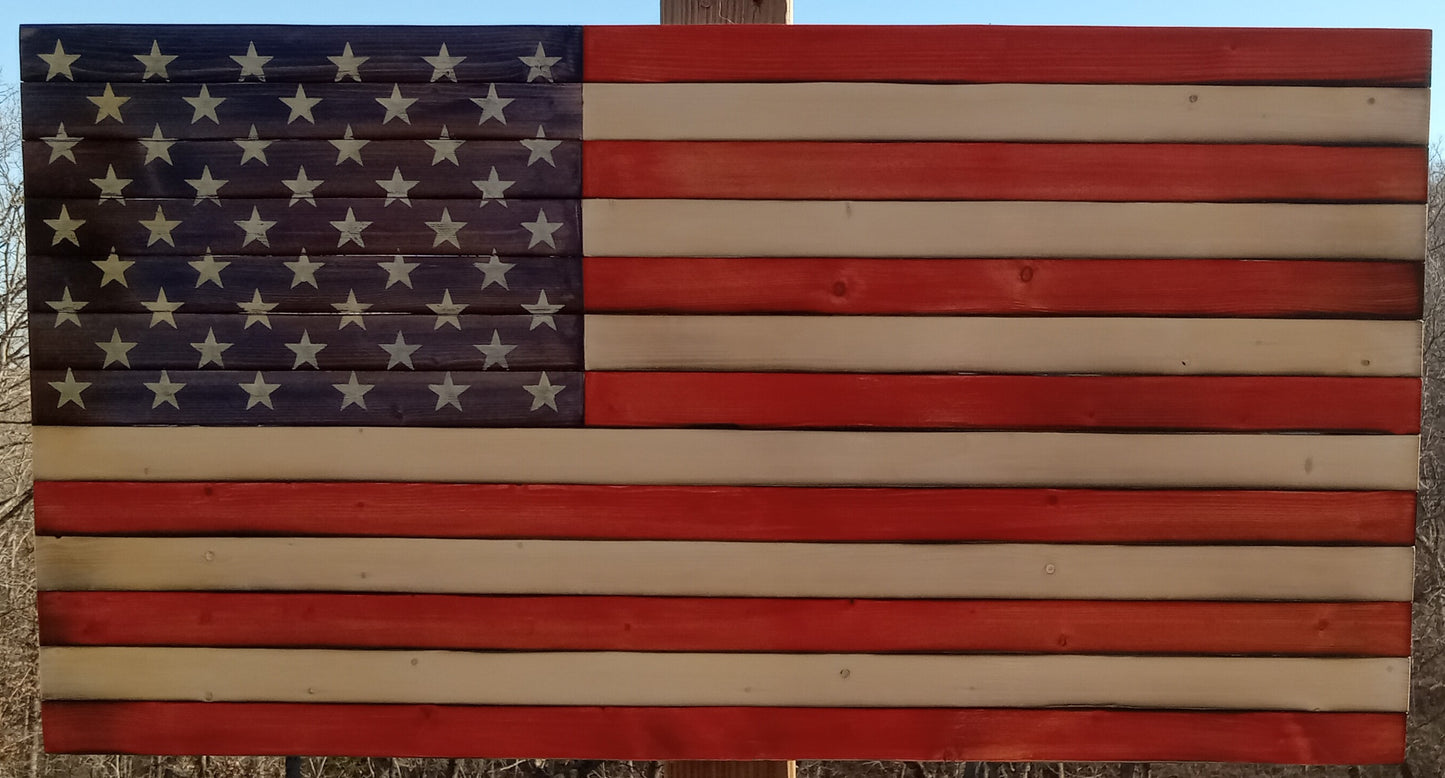 Wooden American Flag 37"x20"