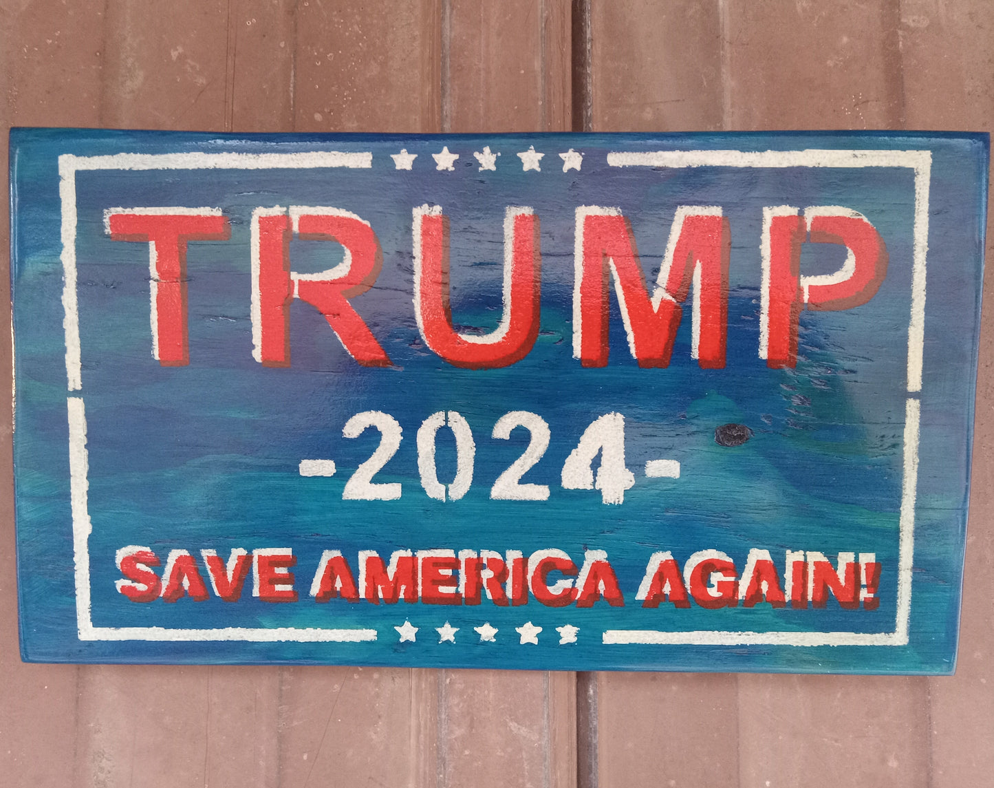 Trump 2024 - Save America Again - 3 Color Plywood Sign 7" x 13"