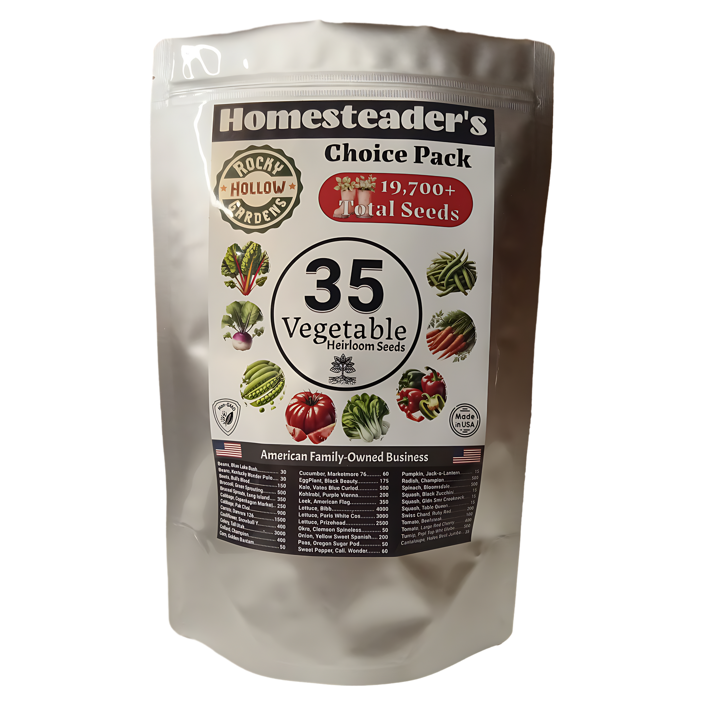 Seed Pack - Homesteader's Choice 35 Vegetable Varieties of Heirloom 19,700+ Seeds