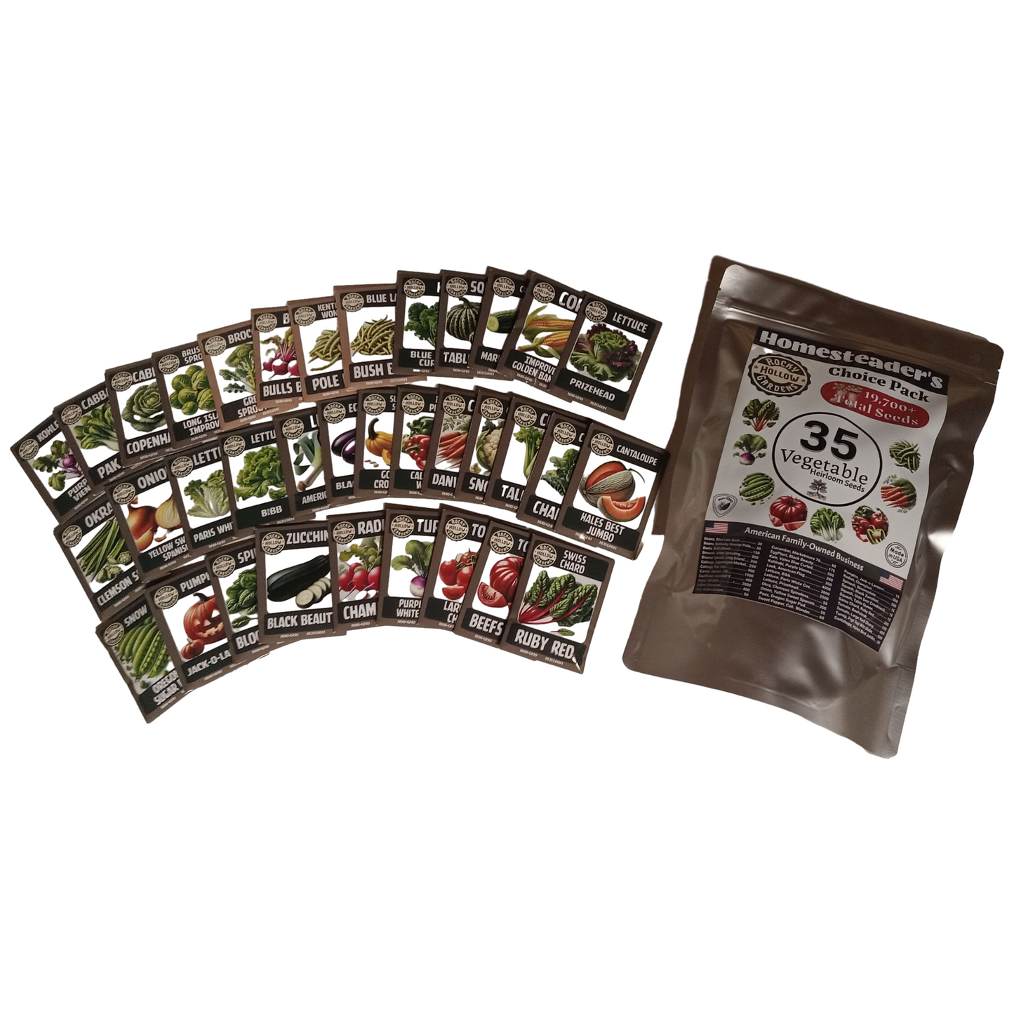 Seed Pack - Homesteader's Choice 35 Vegetable Varieties of Heirloom 19,700+ Seeds