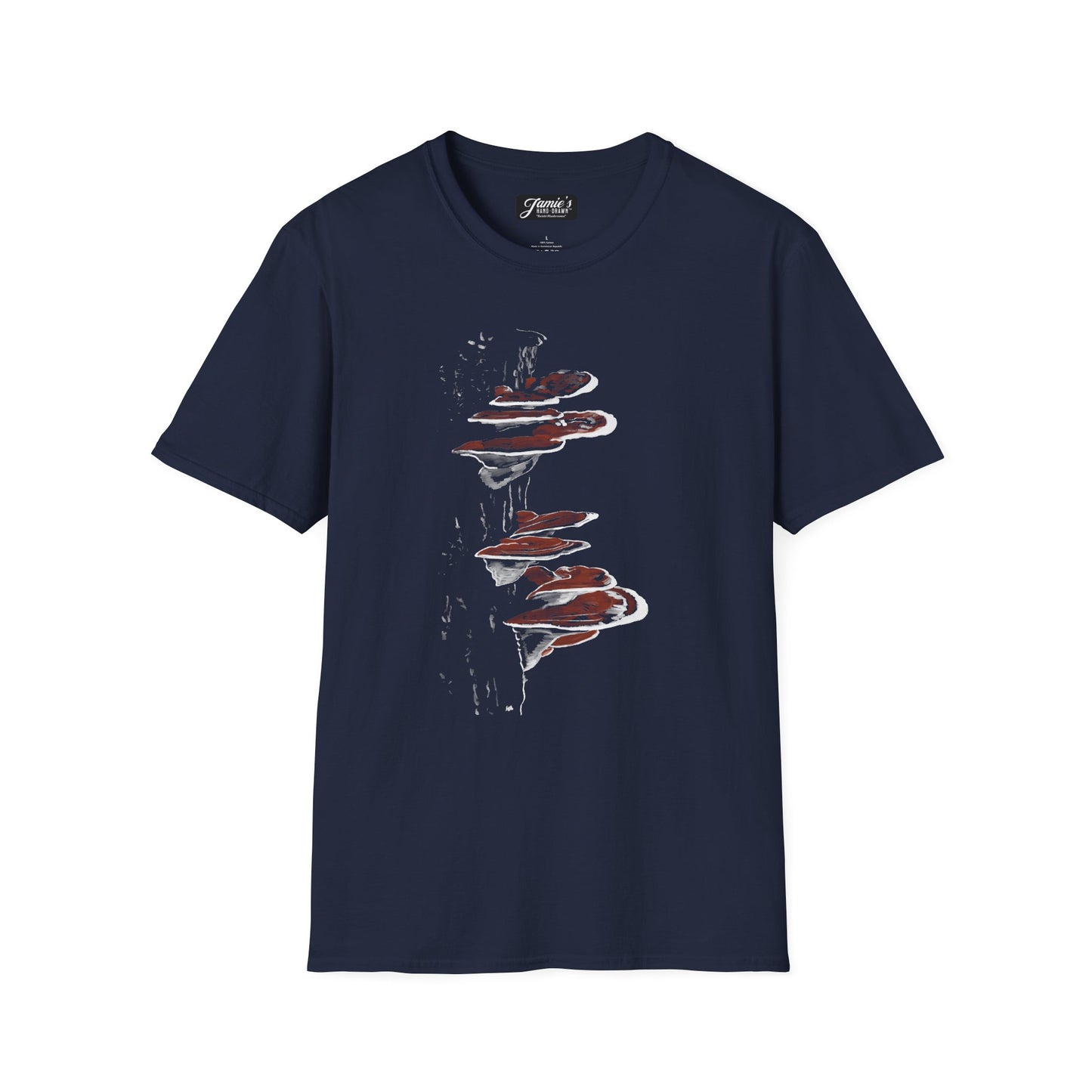 "Reishi Mushrooms" Jamie's Hand-Drawn Mushroom Collection Chic Unisex Softstyle T-Shirt, Trendy Graphic Tee, Casual Wear, Perfect Gift for Any Occasion, Suitable for All Ages