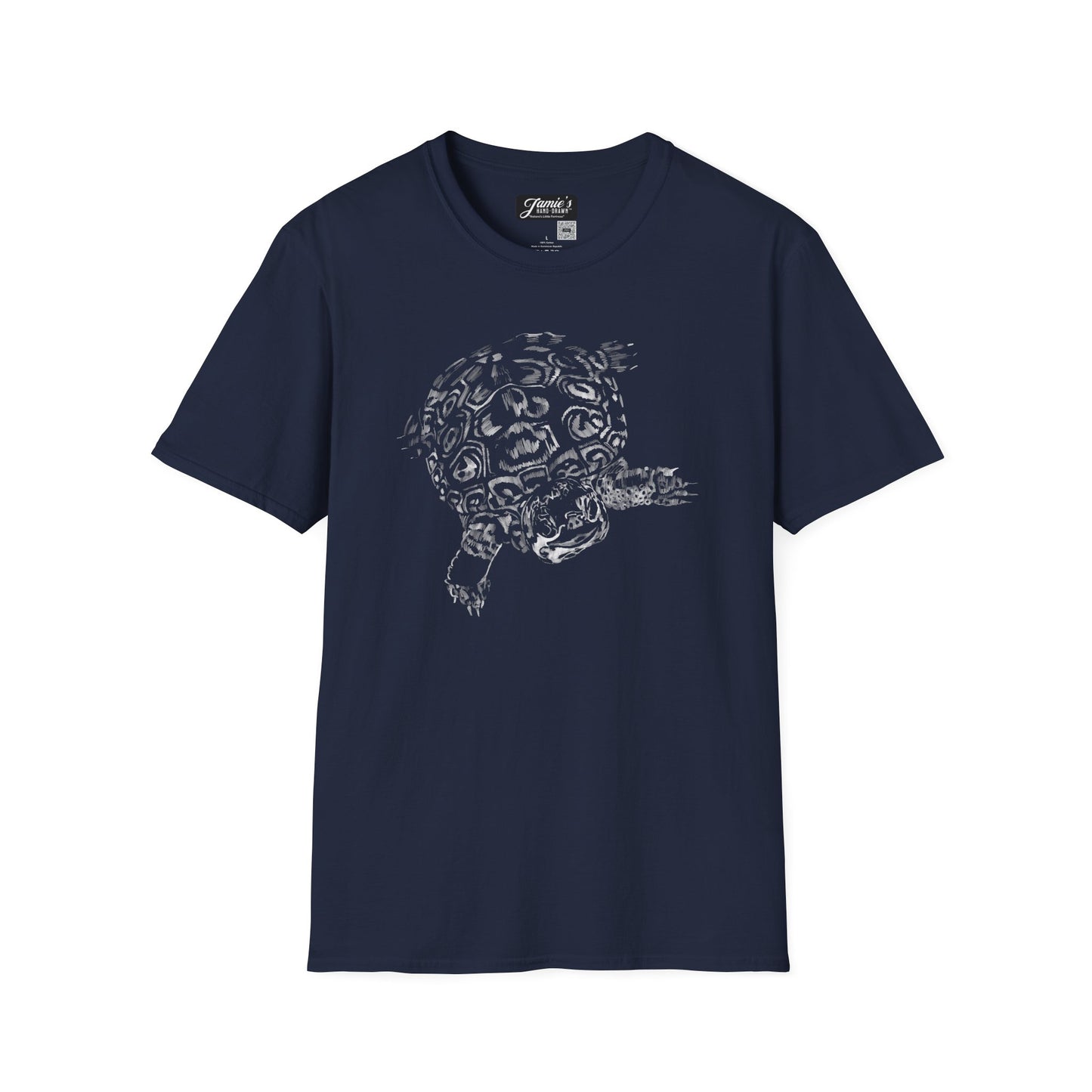 "Natures Little Fortess" Jamie's Hand-Drawn Turtle Graphic Unisex T-Shirt, Ocean Lover Tee, Beach Day Top, Marine Life Apparel, Gift for Nature Enthusiasts