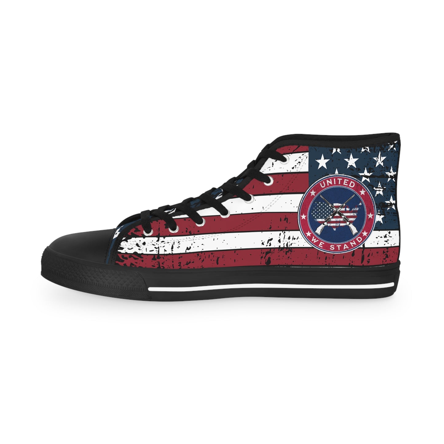 Patriotic "United We Stand" Men's High Top Sneakers