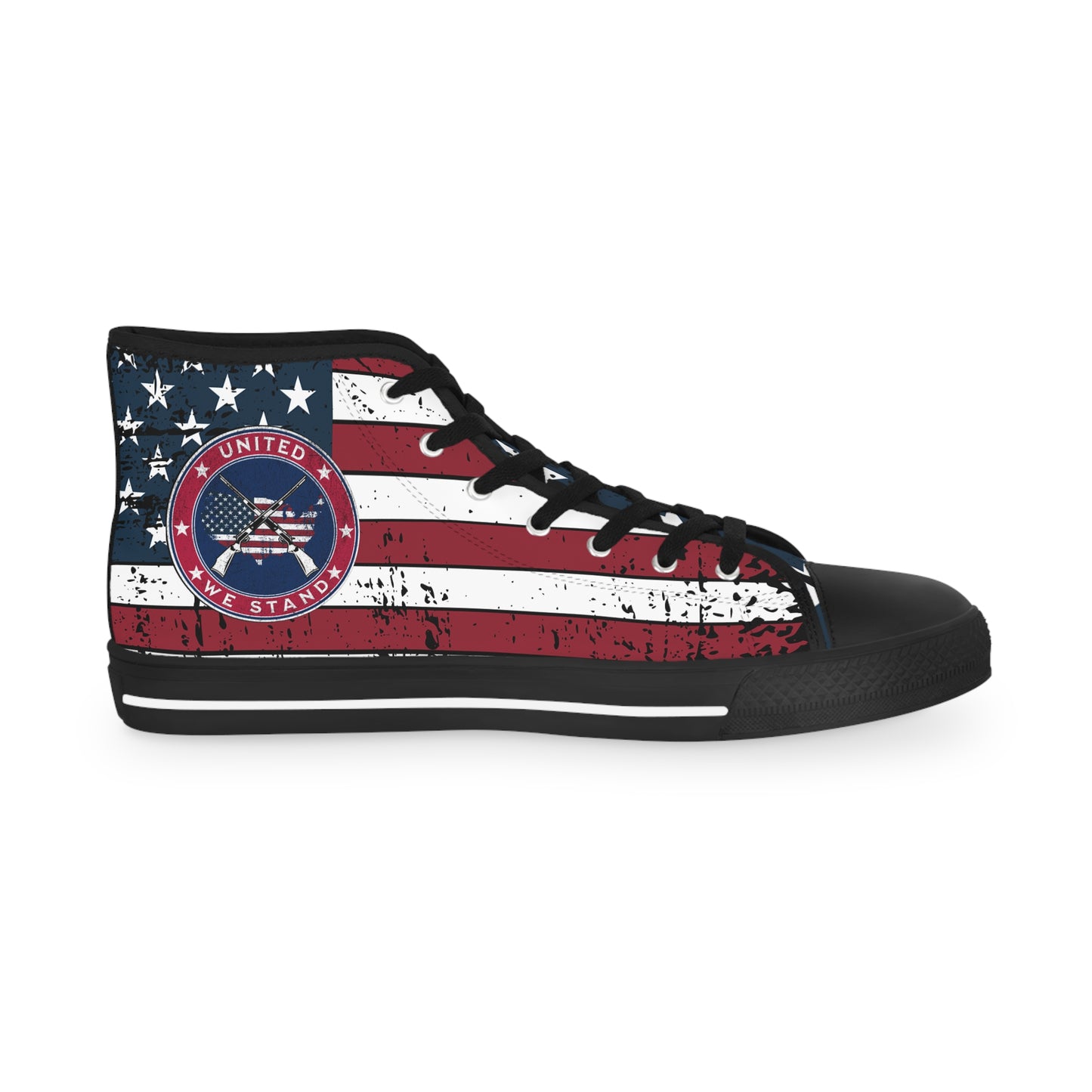 Patriotic "United We Stand" Men's High Top Sneakers