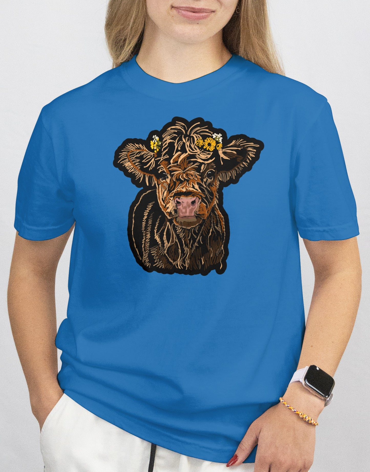 "Baby Highland Cow" Jamie's Hand-Drawn Cow Collection Unisex Soft-style T-Shirt