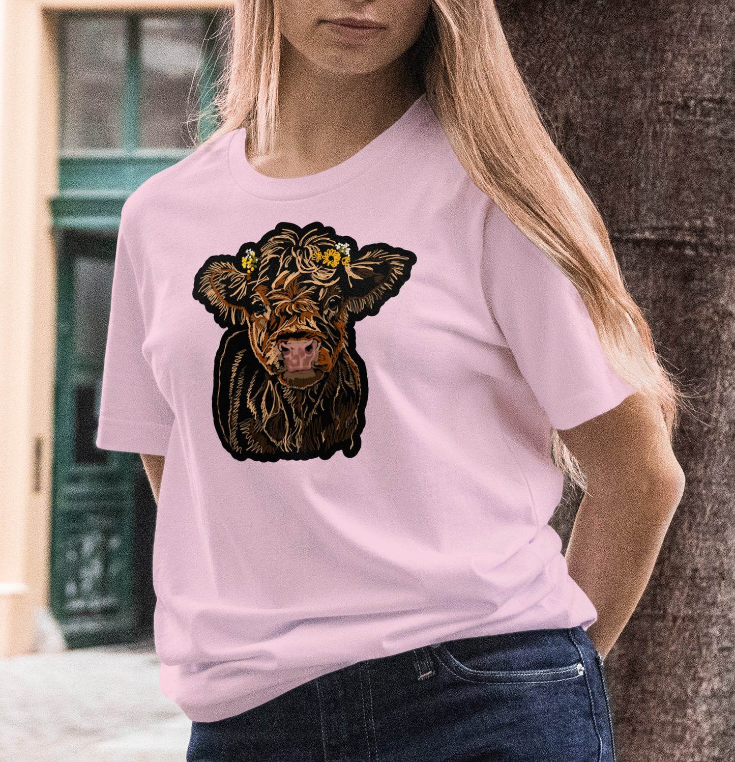 "Baby Highland Cow" Jamie's Hand-Drawn Cow Collection Unisex Soft-style T-Shirt