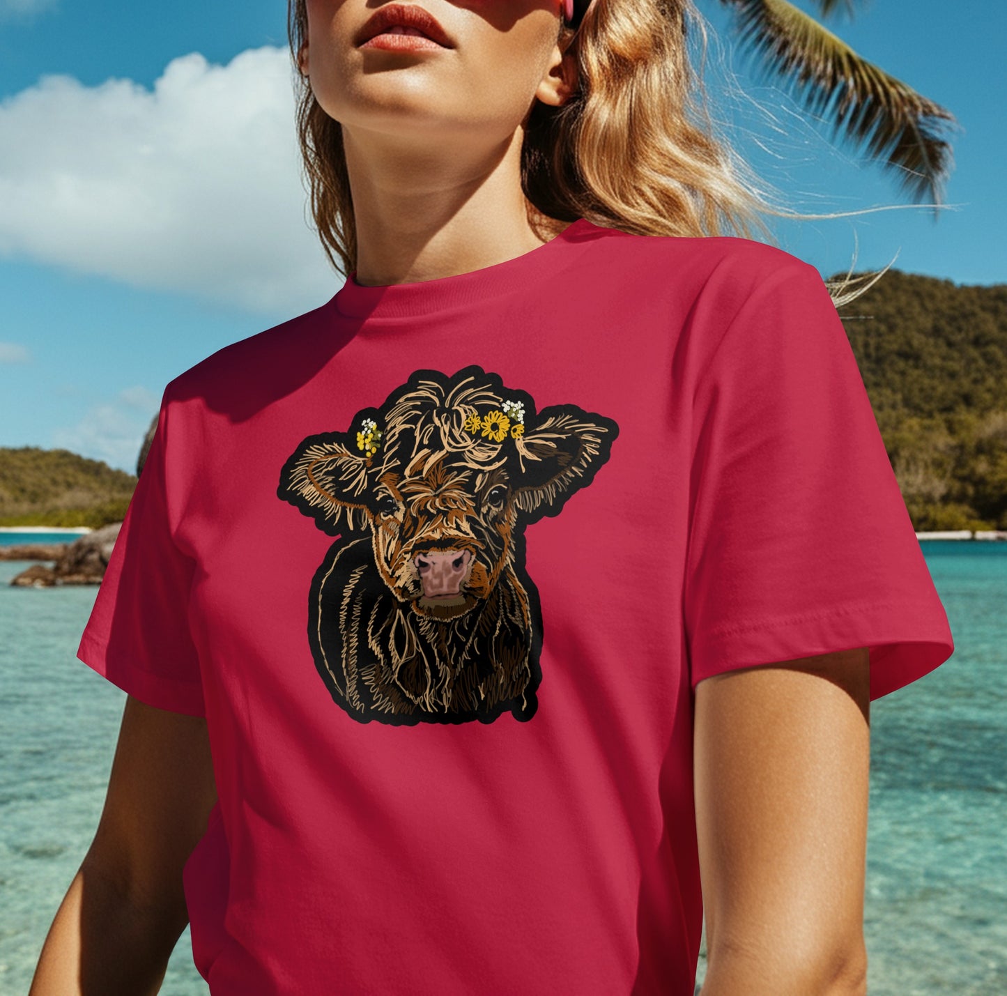 "Baby Highland Cow" Jamie's Hand-Drawn Cow Collection Unisex Soft-style T-Shirt