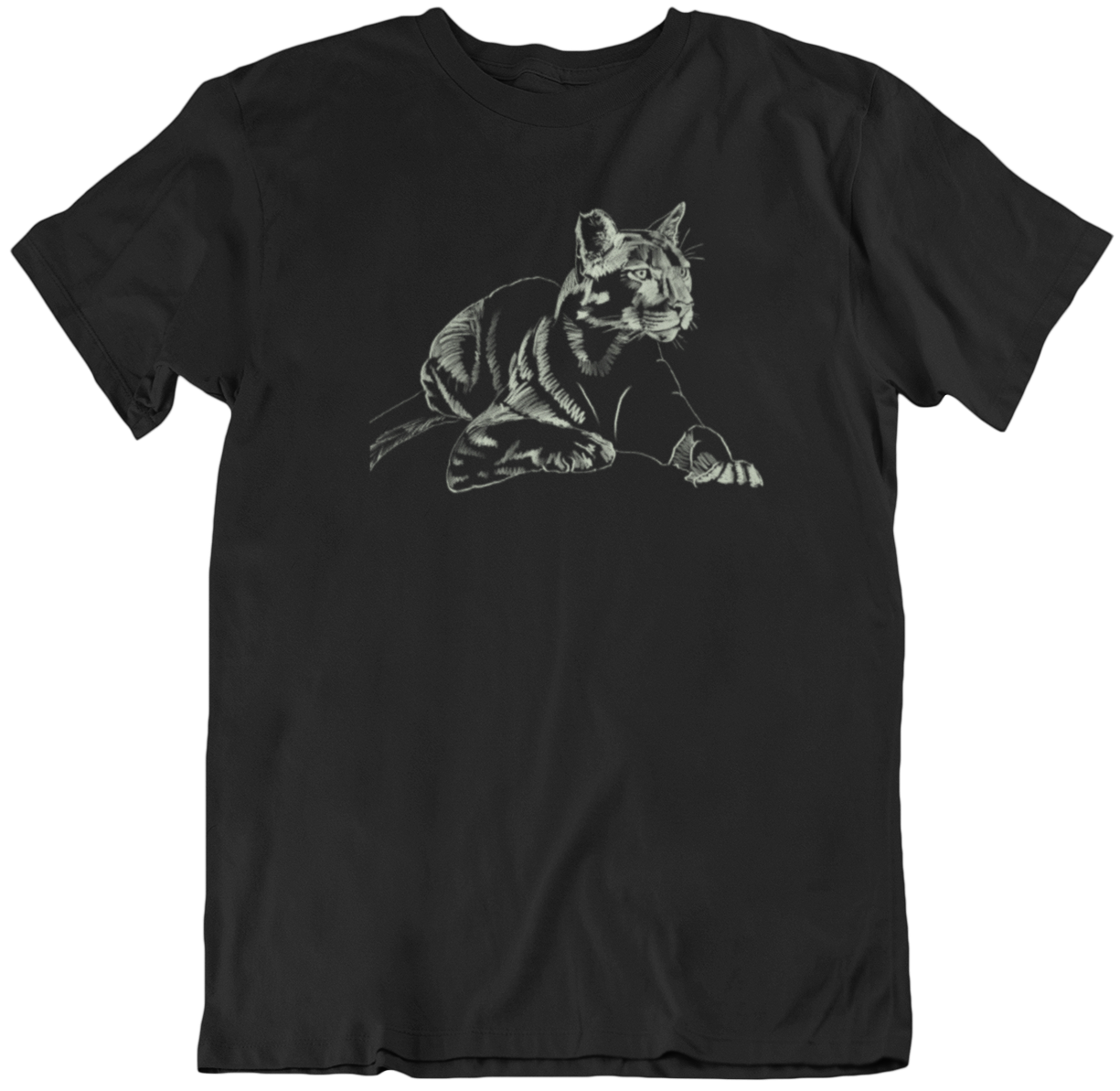 "Mountain Lion" from Jamie's Hand-Drawn Cat Collection Unisex Soft-style T-Shirt