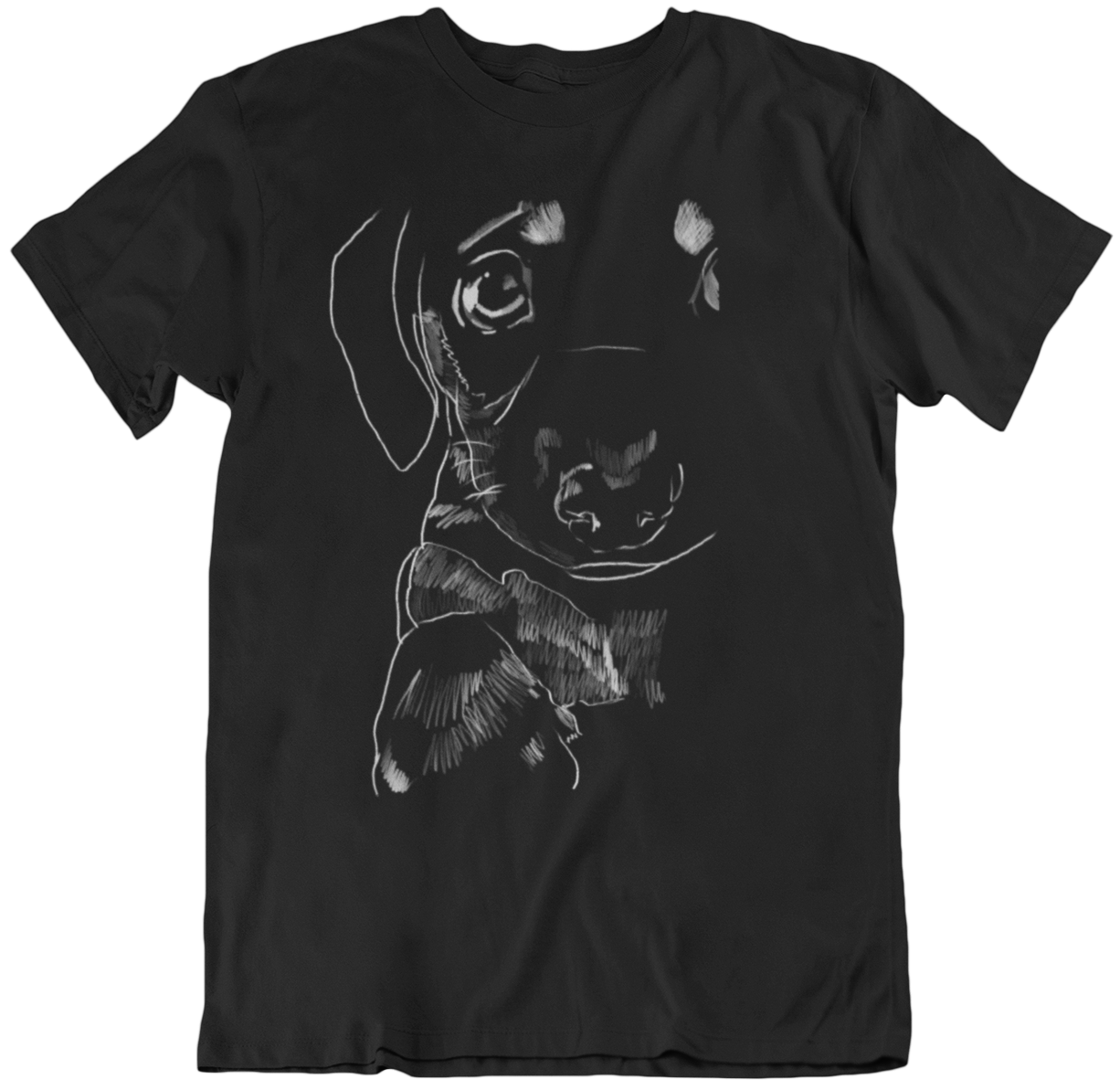 "Sad Puppy" from Jamie's Hand-Drawn Dog Collection Unisex Soft-style T-Shirt