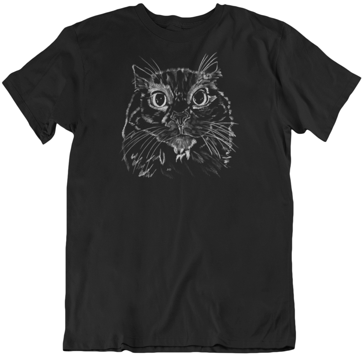 "Displeased Majesty" from Jamie's Hand-Drawn Cat Collection Unisex Soft-style T-Shirt