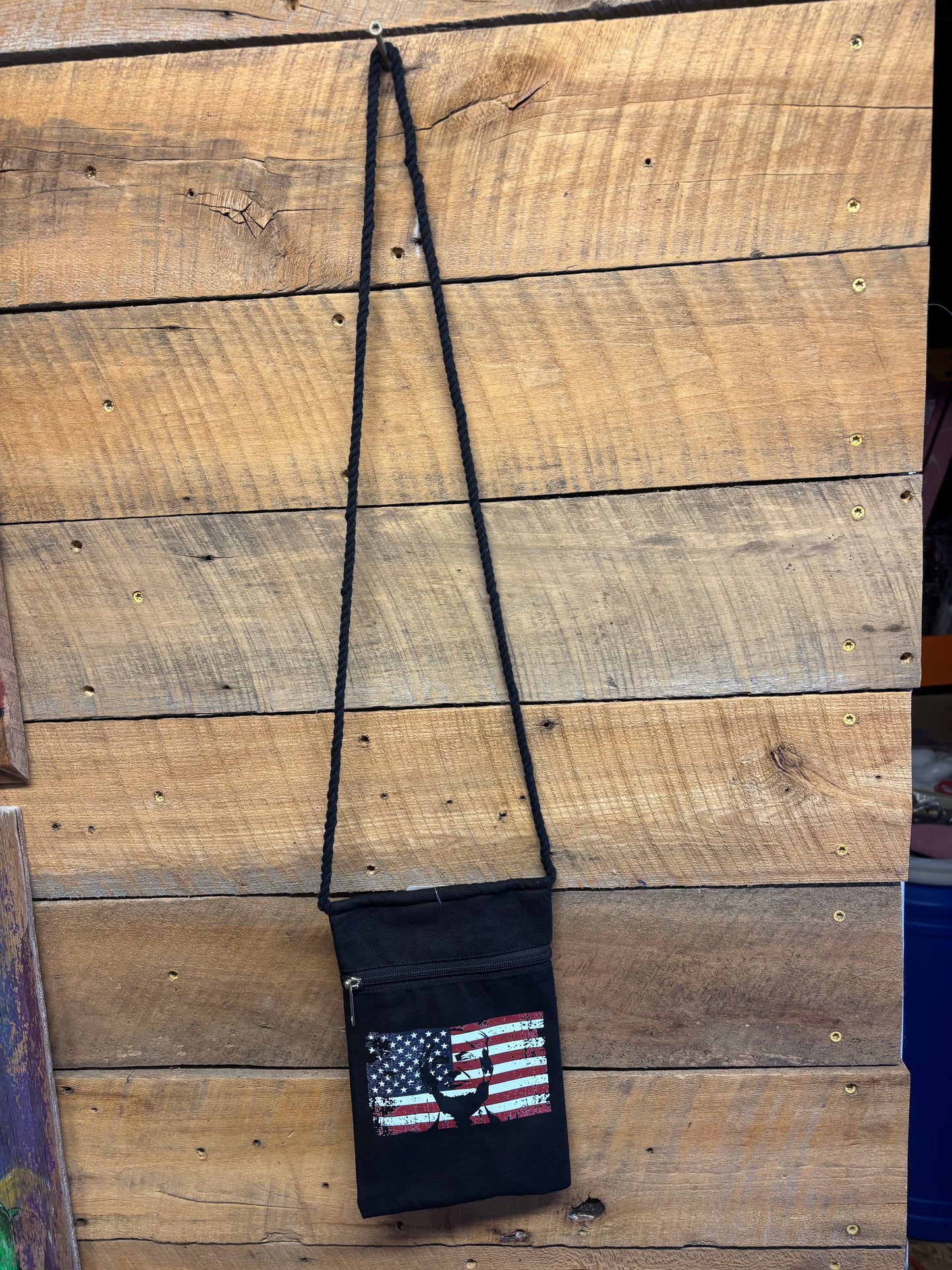 "Trump in Flag" Patriotic Handbag With Twisted Rope Strap 6"x9"