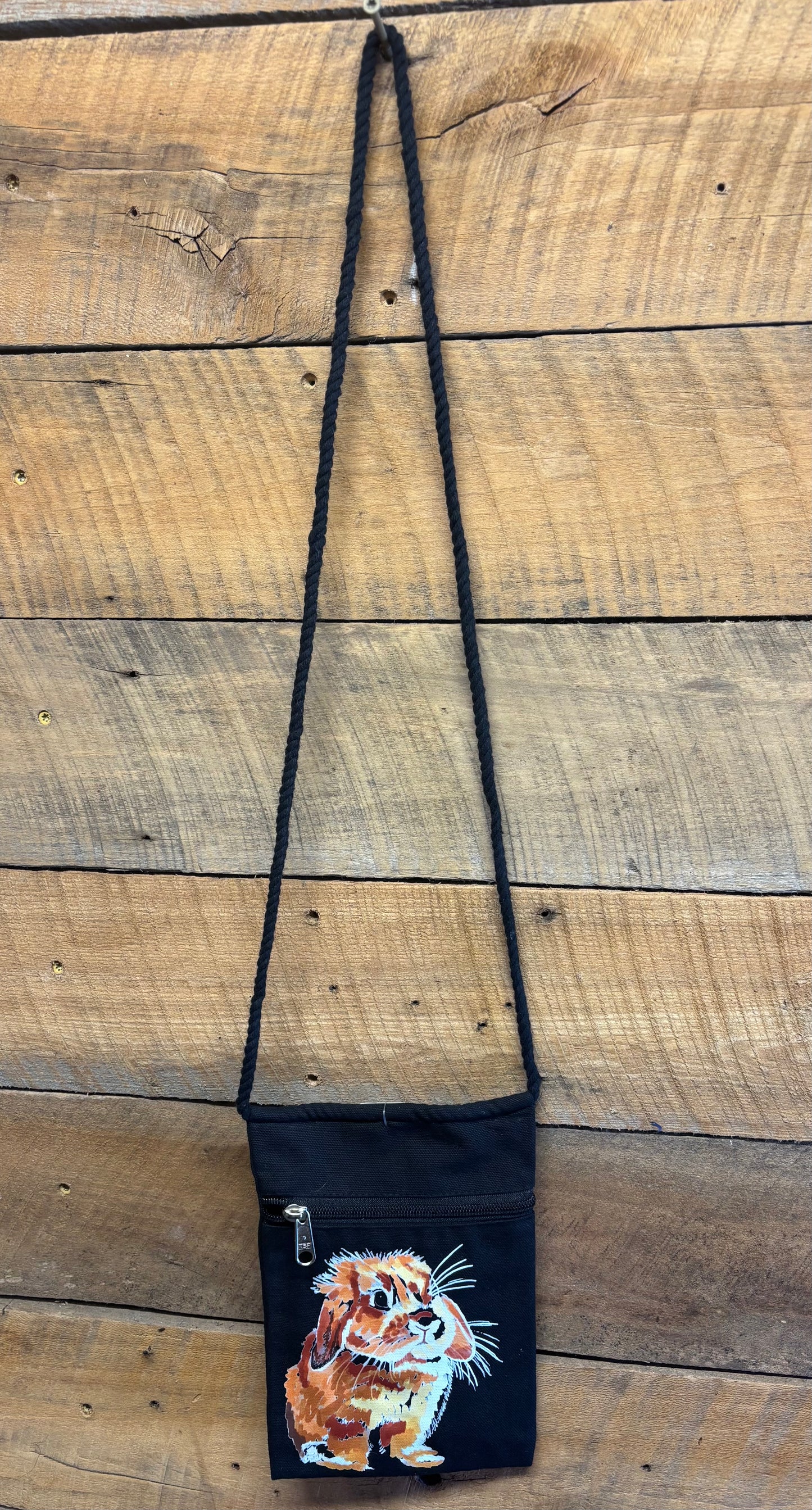 "Lop Rabbit" Jamie's Hand-Drawn Rabbit Collection Handbag With Twisted Rope Strap 6"x9"