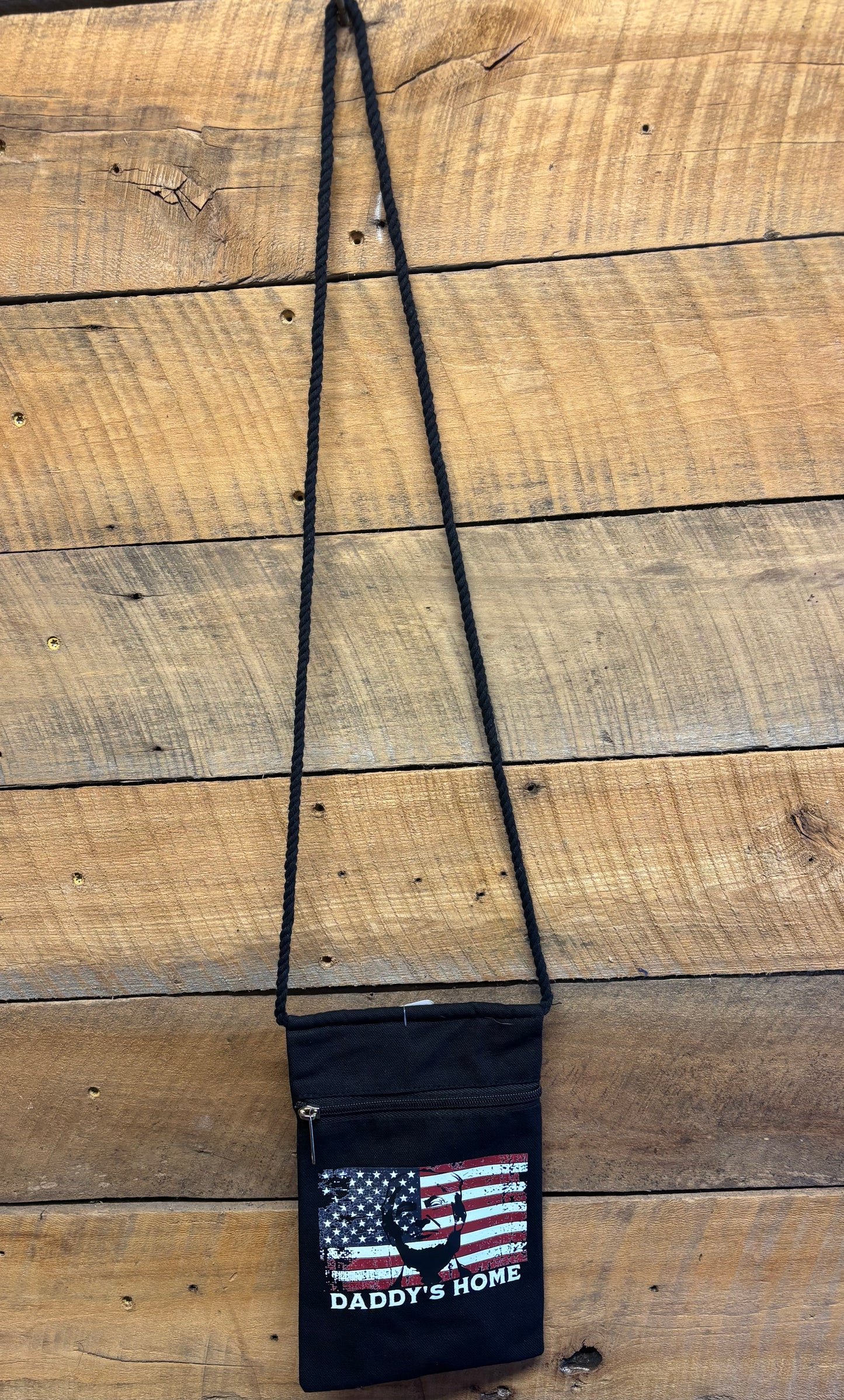 "Trump in Flag - Daddy's Home" Patriotic Handbag With Twisted Rope Strap 6"x9"