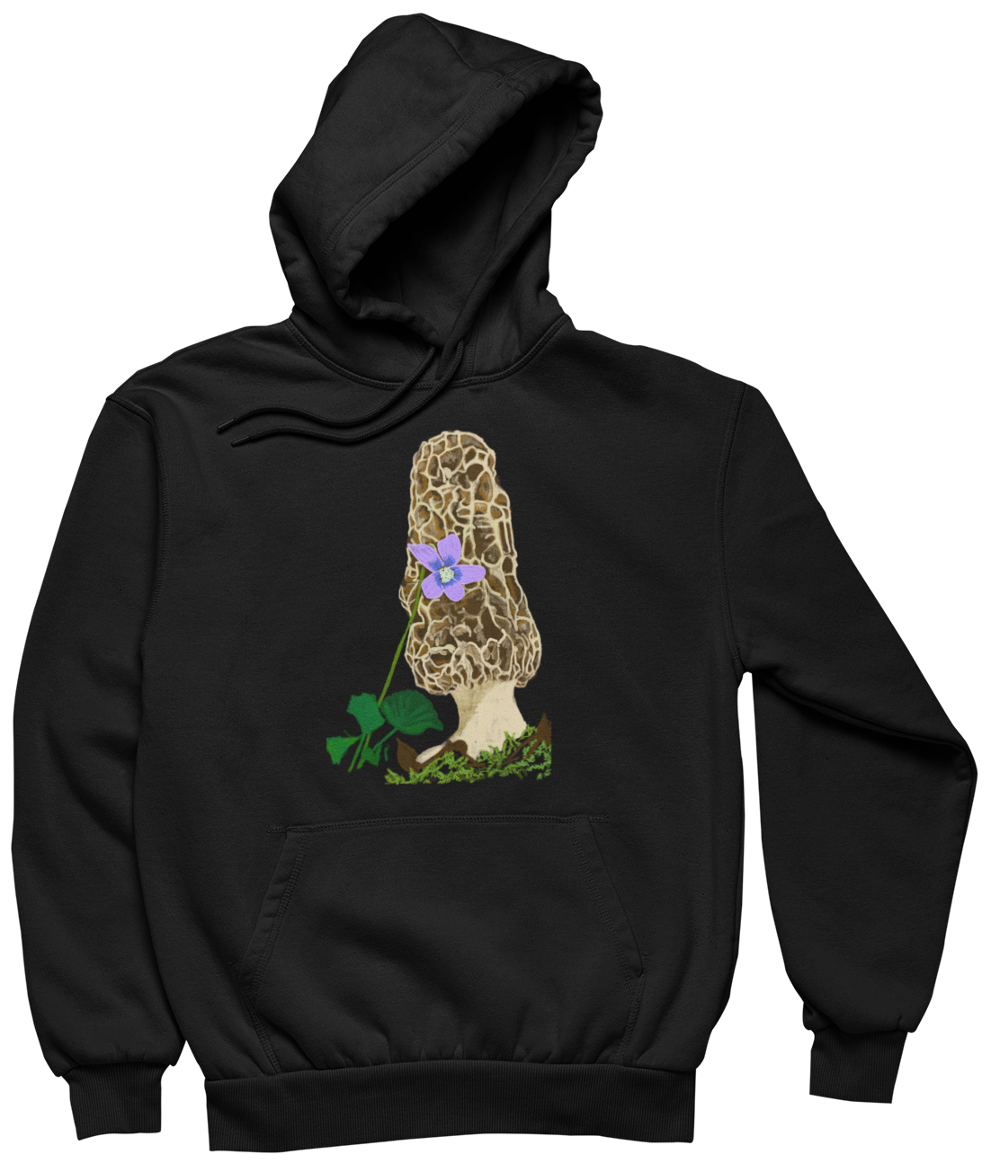 "Morel with Violet" from Jamie's Hand-Drawn Mushroom Collection Unisex Hoodie