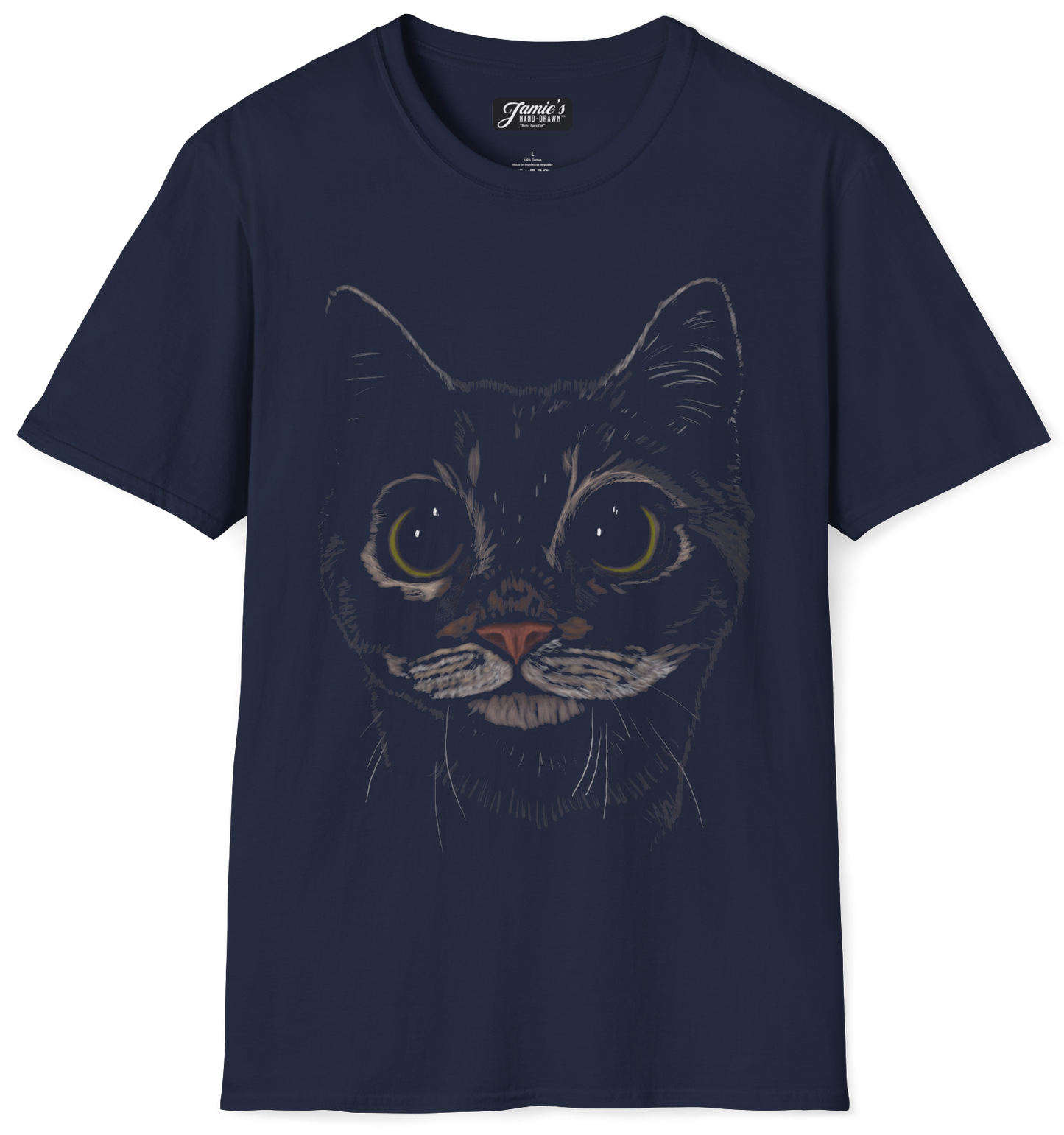 "Boba Eyes Cat" from Jamie's Hand-Drawn Cat Collection.