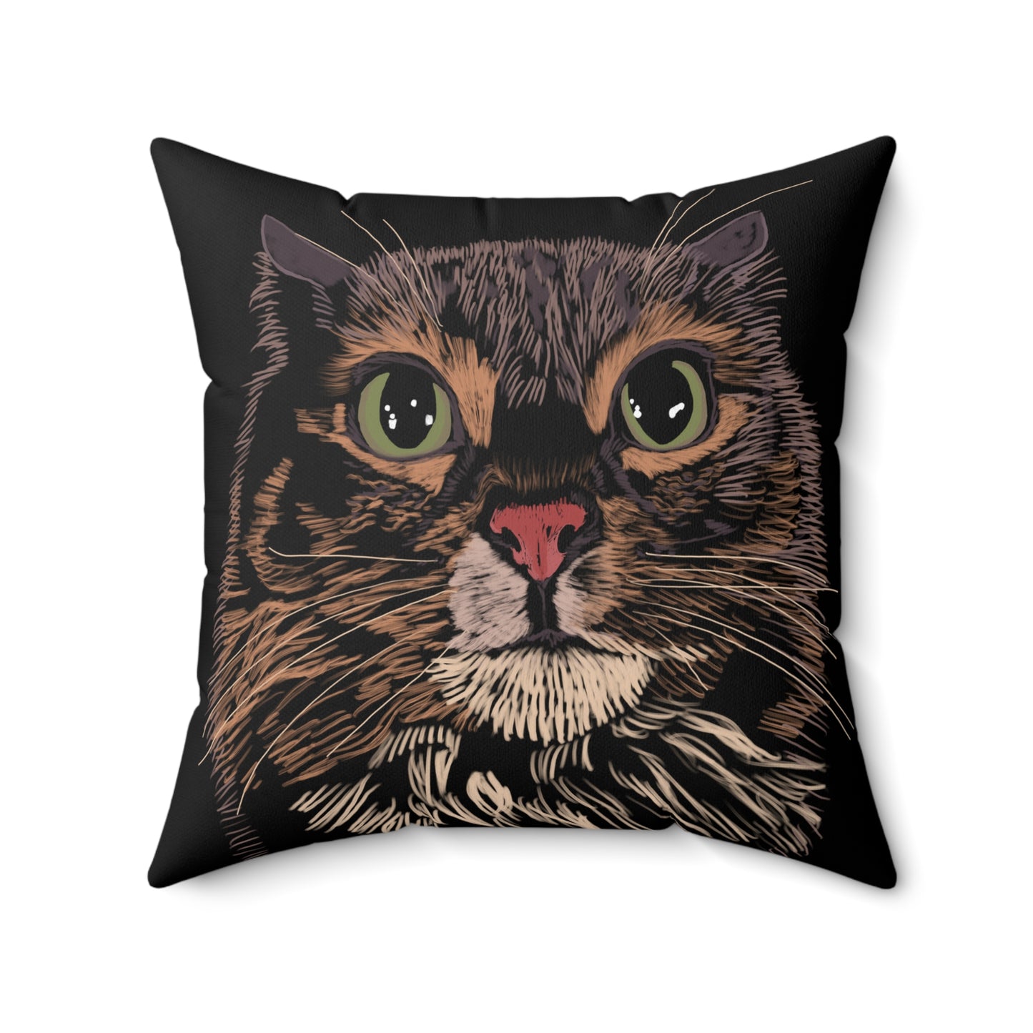 "Miffed Cat" Jamie's Hand-Drawn Cat Collection Spun Polyester Square Pillow