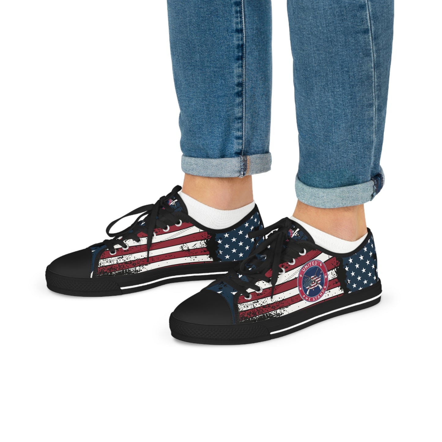 Patriotic "United We Stand" Men's Low Top Sneakers