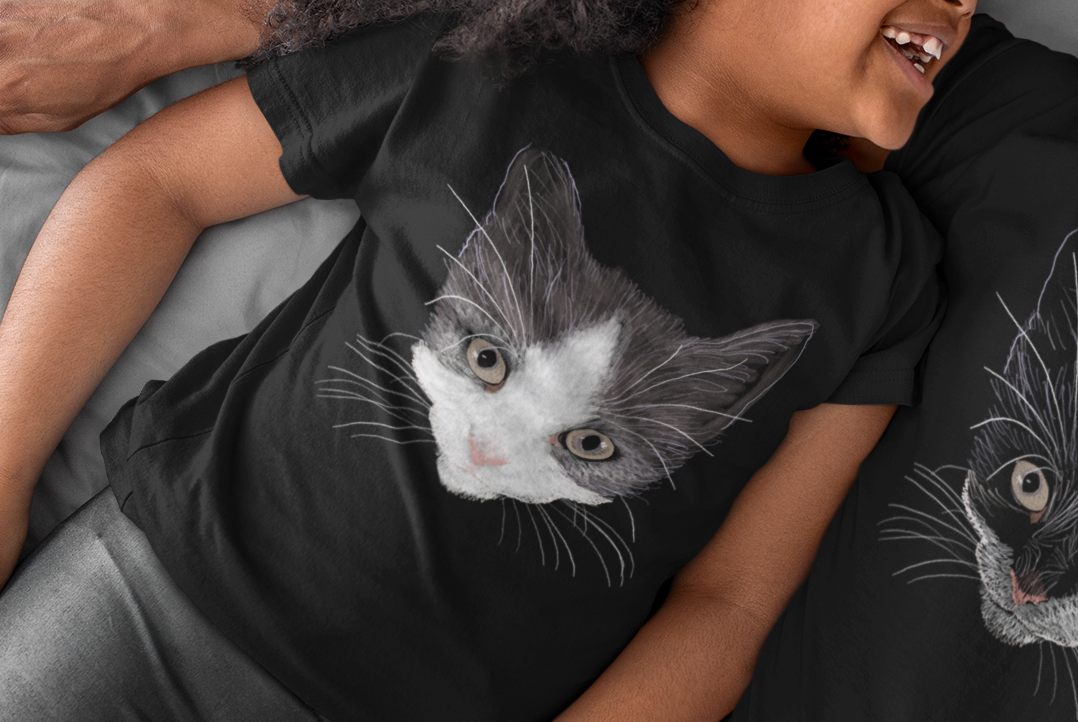Jamie's Hand-Drawn Collection "Royal the Cat" Unisex Soft-Style Tee Shirt