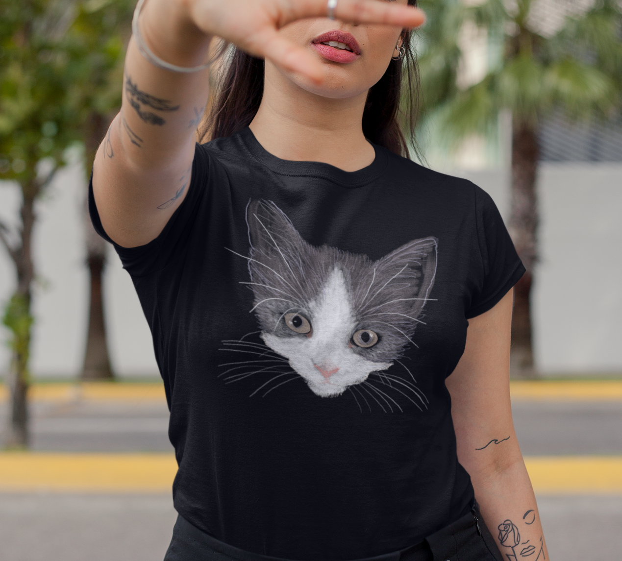 Jamie's Hand-Drawn Collection "Royal the Cat" Unisex Soft-Style Tee Shirt