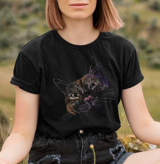 Jamie's Hand-Drawn Collection "Lovey Cat" Unisex Soft-Style Tee Shirt
