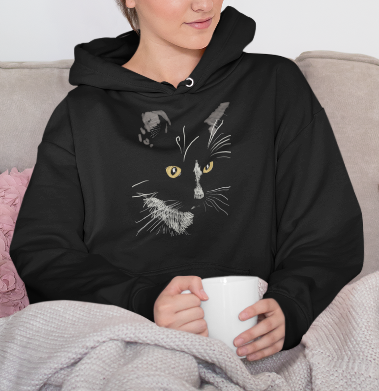 Jamie's Hand-Drawn "Sister Cat" Cat Collection Heavy Blend Hoodie Unisex