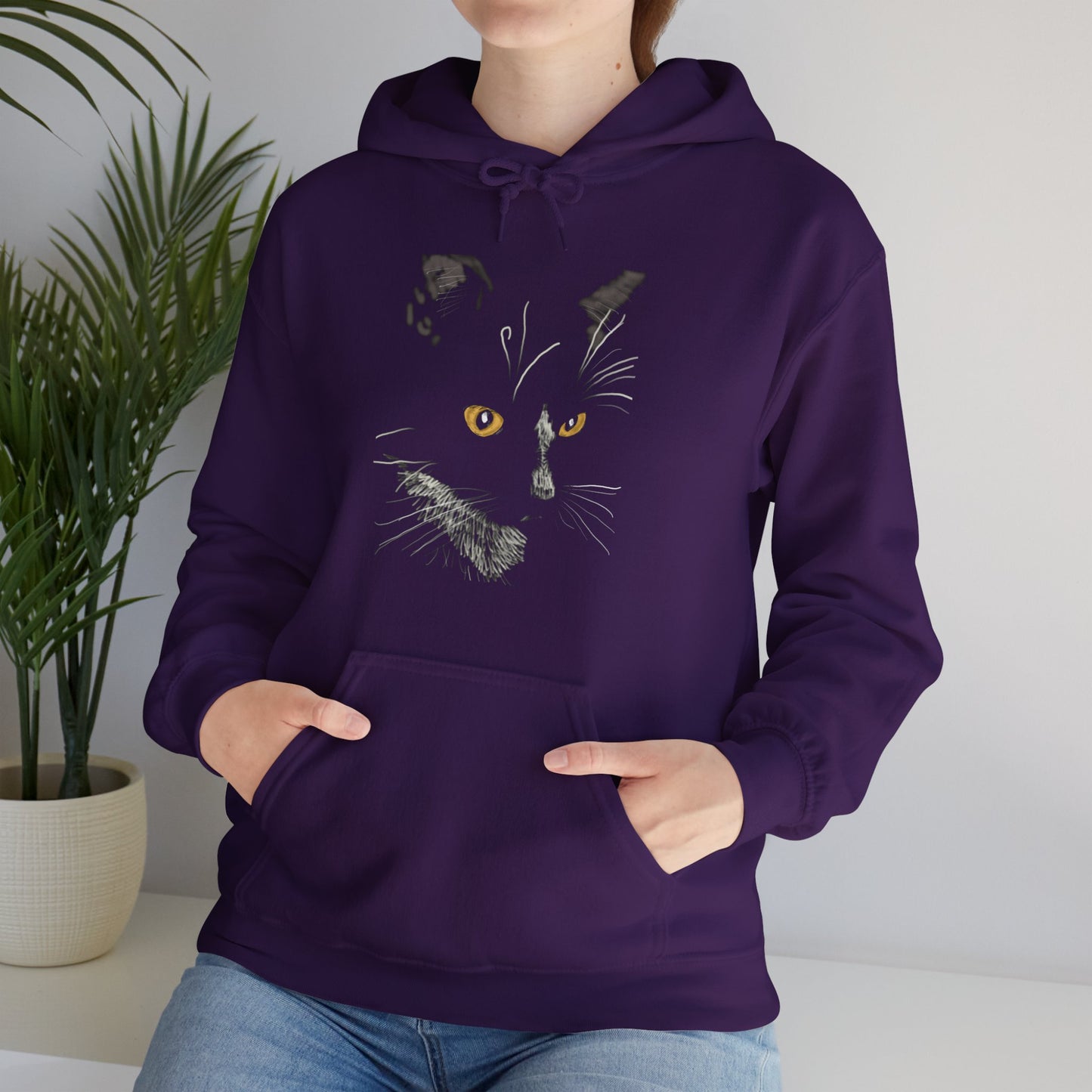 Jamie's Hand-Drawn "Sister Cat" Cat Collection Heavy Blend Hoodie Unisex