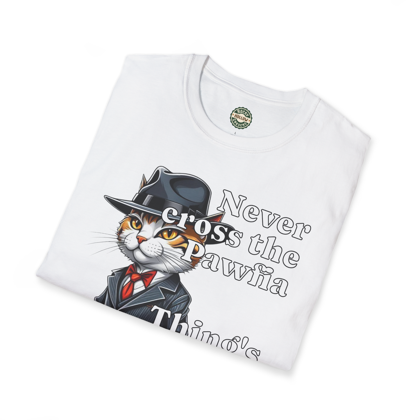 Cat Mobster T-Shirt - Don't Cross the Pawfia - Funny and Cute Cartoon Design