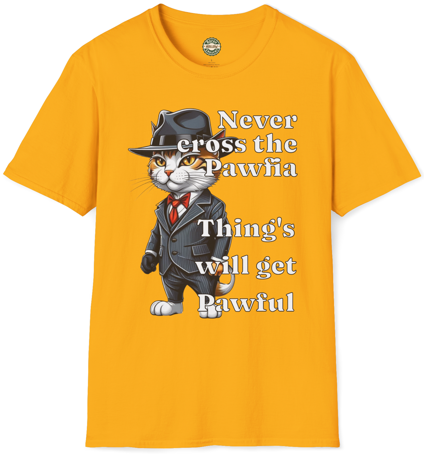Cat Mobster T-Shirt - Don't Cross the Pawfia - Funny and Cute Cartoon Design