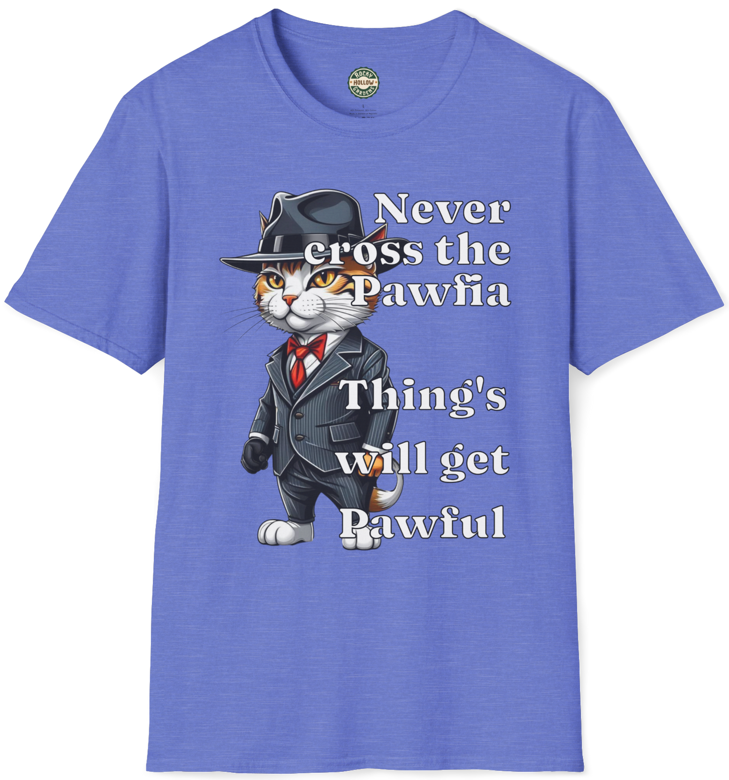 Cat Mobster T-Shirt - Don't Cross the Pawfia - Funny and Cute Cartoon Design