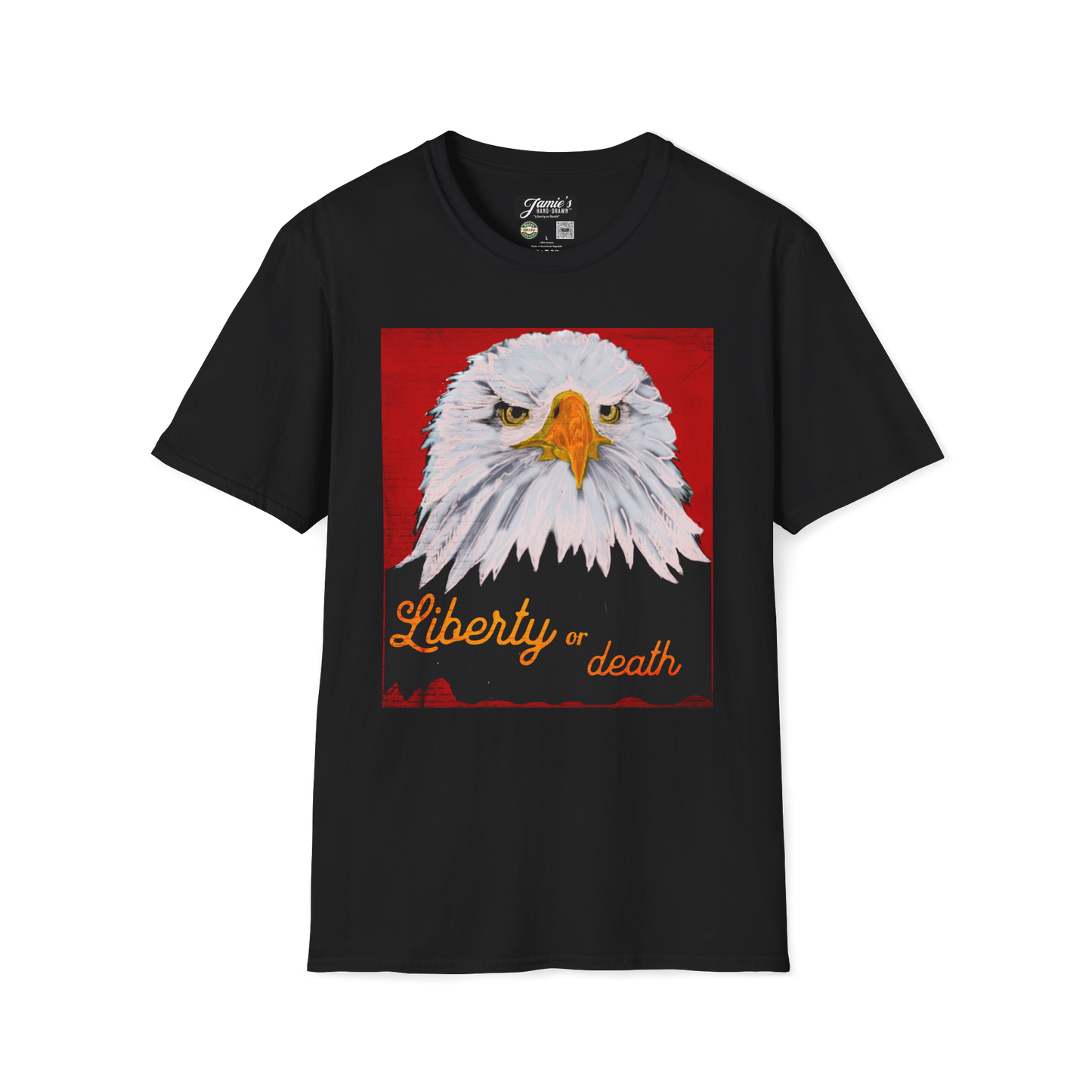 "Liberty or Death" Jamie's Hand-Drawn Eagle Collection Unisex Soft-style T-Shirt