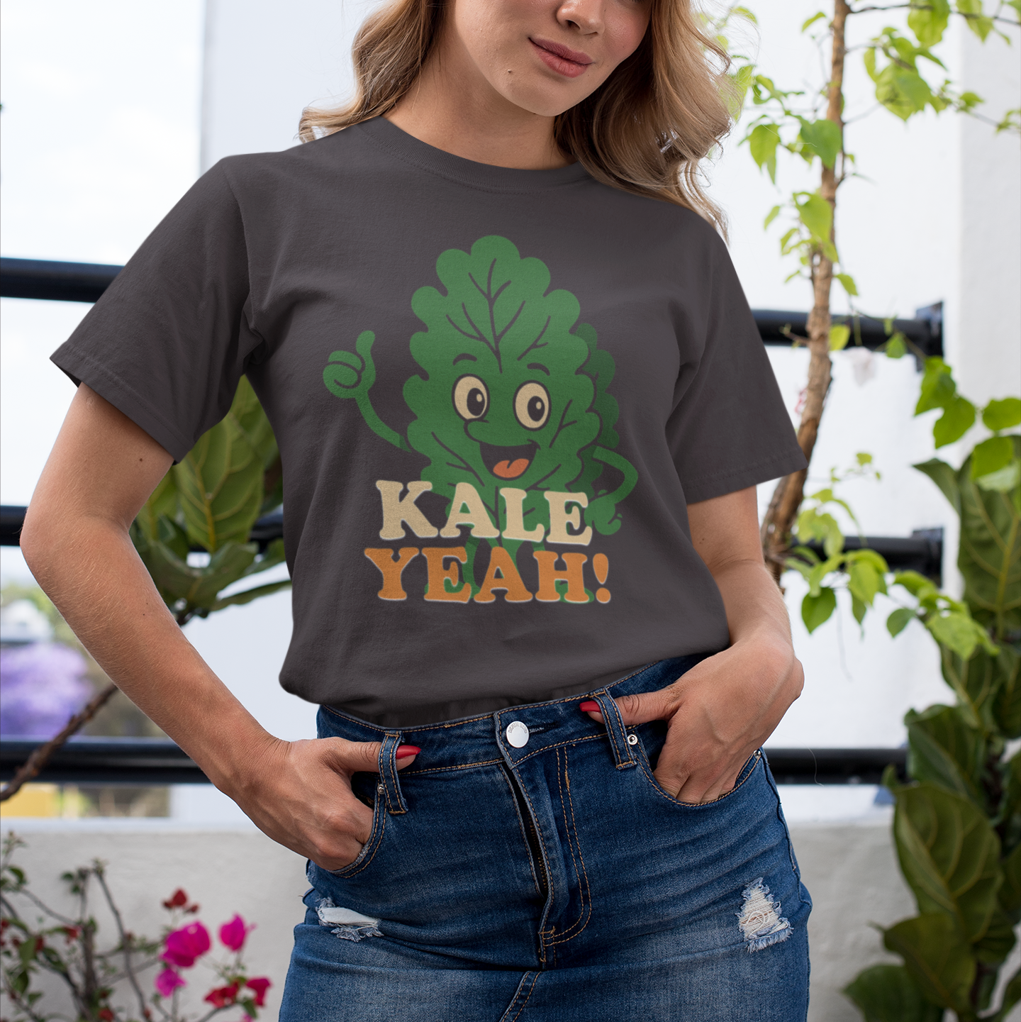 "Kale Yeah!" Unisex Softstyle T-Shirt, Funny Vegan Shirt, Organic T-Shirt, Plant-Based Humor Tee, Cute Gift for Foodies, Casual Wear