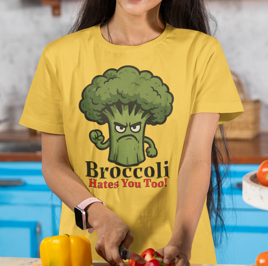 "Broccoli Hates You Too!" Funny Unisex T-Shirt, Gift for Veggie Lovers, Quirky Apparel for Gardeners, Humorous Tee for Foodies, Unique Present