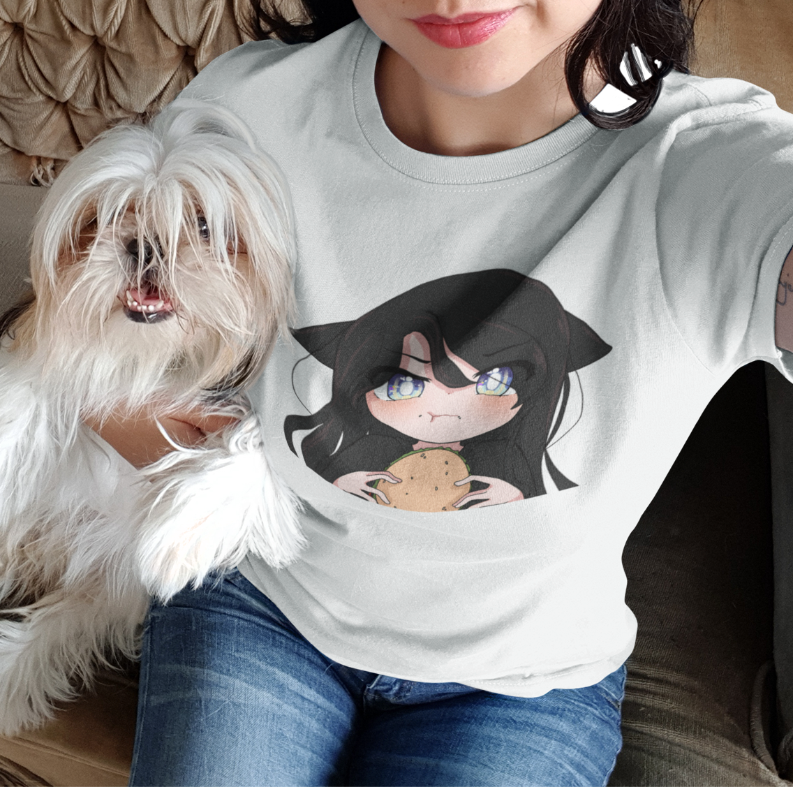 Little Ruby - Cute wolf girl T-Shirt | Anime Style, Softstyle Tee, Gift for Gamers, Cartoon Shirt, Kawaii Apparel