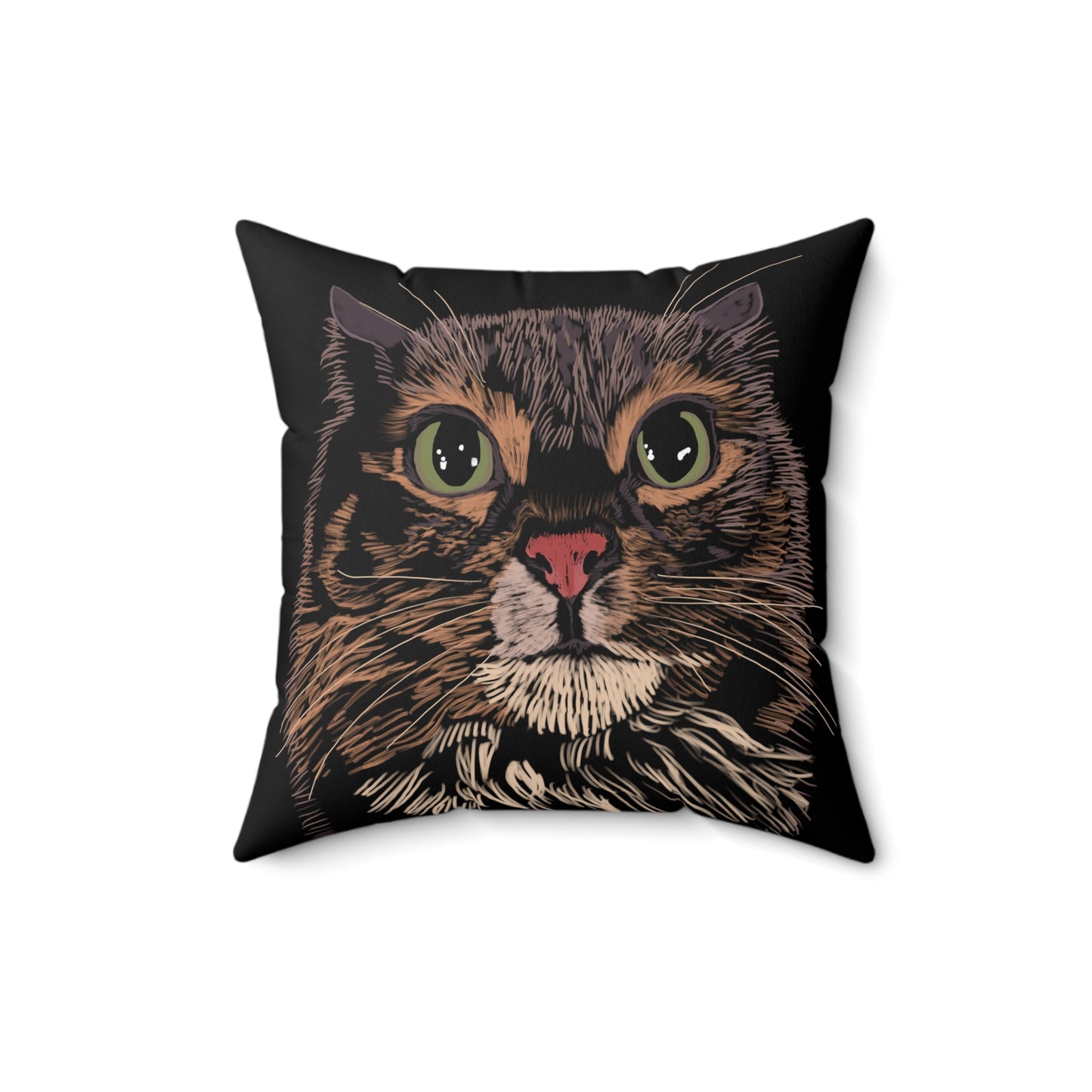 "Miffed Cat" Jamie's Hand-Drawn Cat Collection Spun Polyester Square Pillow